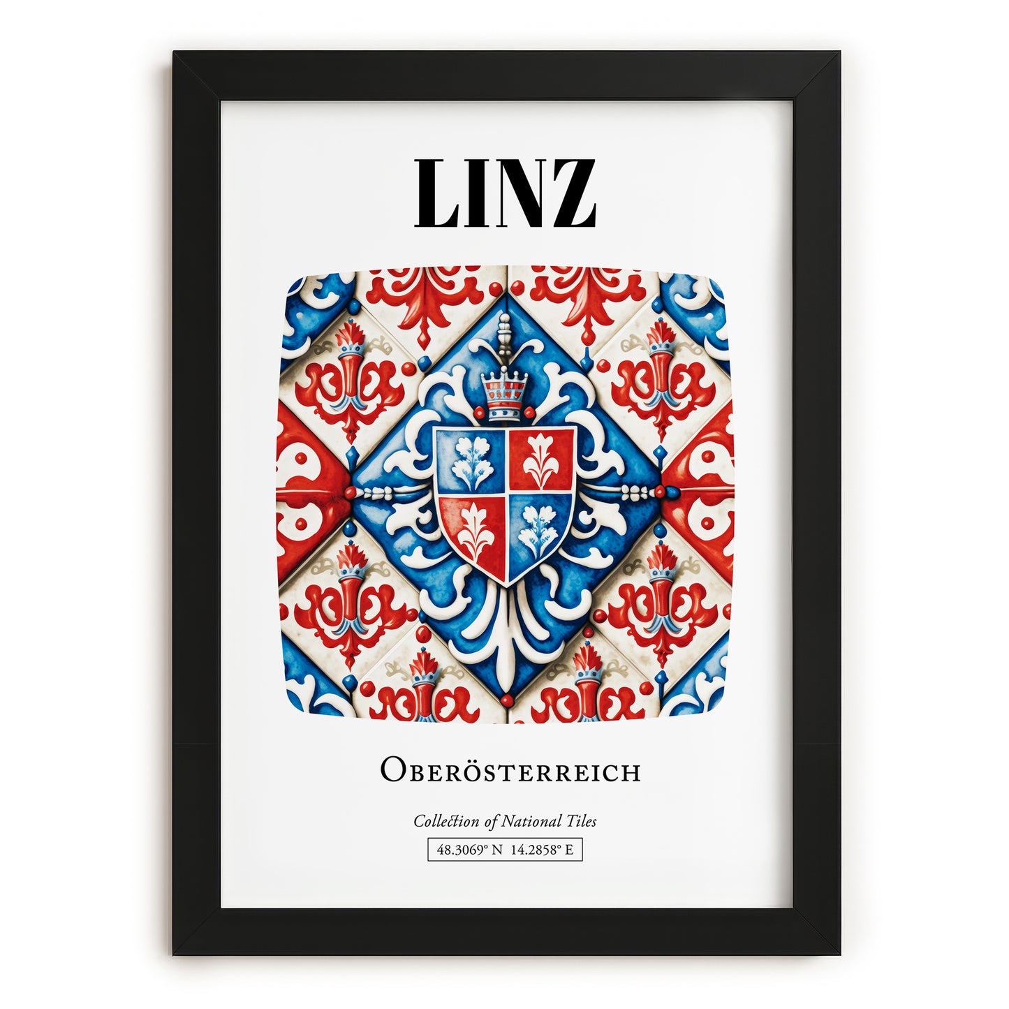 Linz, Austria – Global Cities Wall Print, in sleek black frame