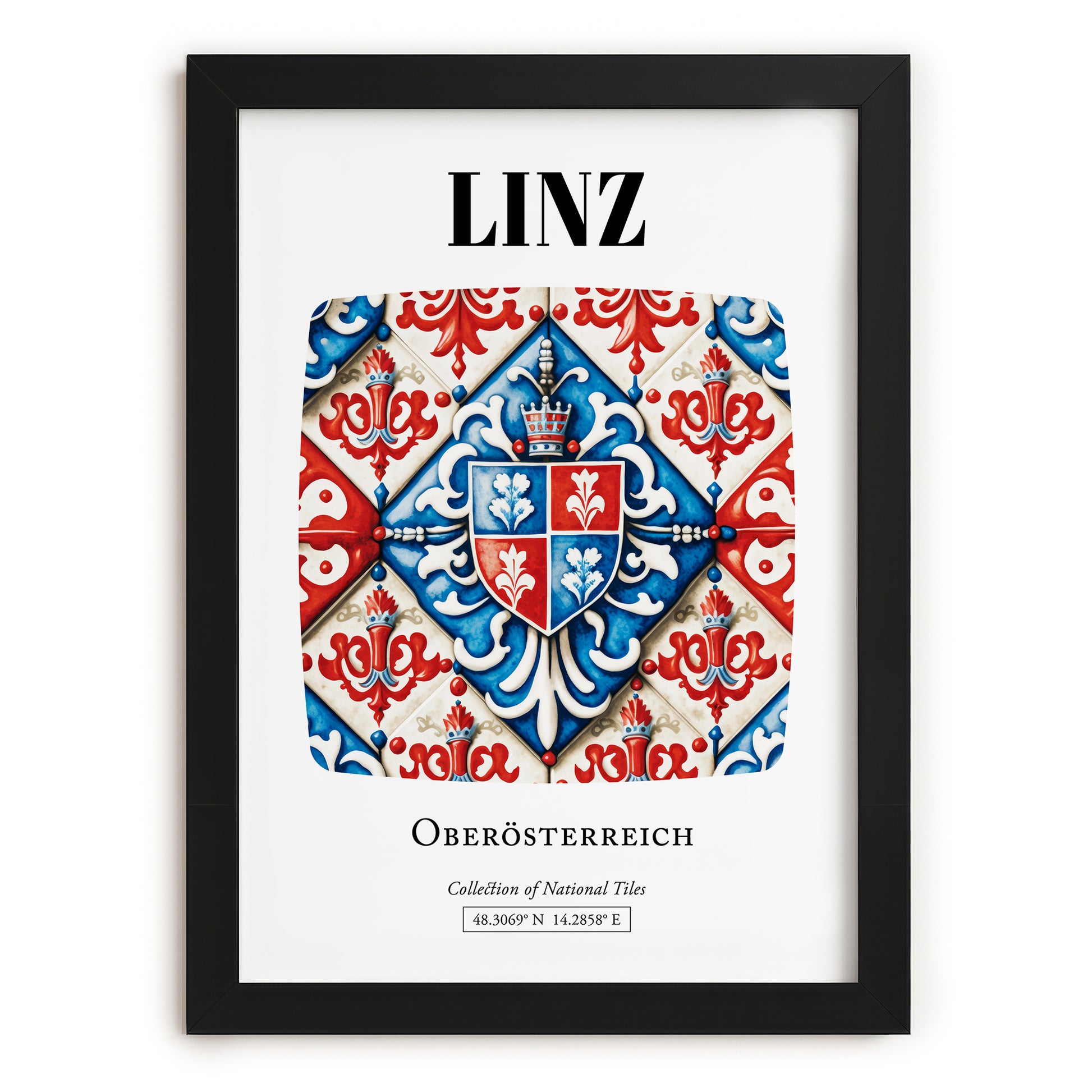 Linz, Austria – Global Cities Wall Print, in sleek black frame