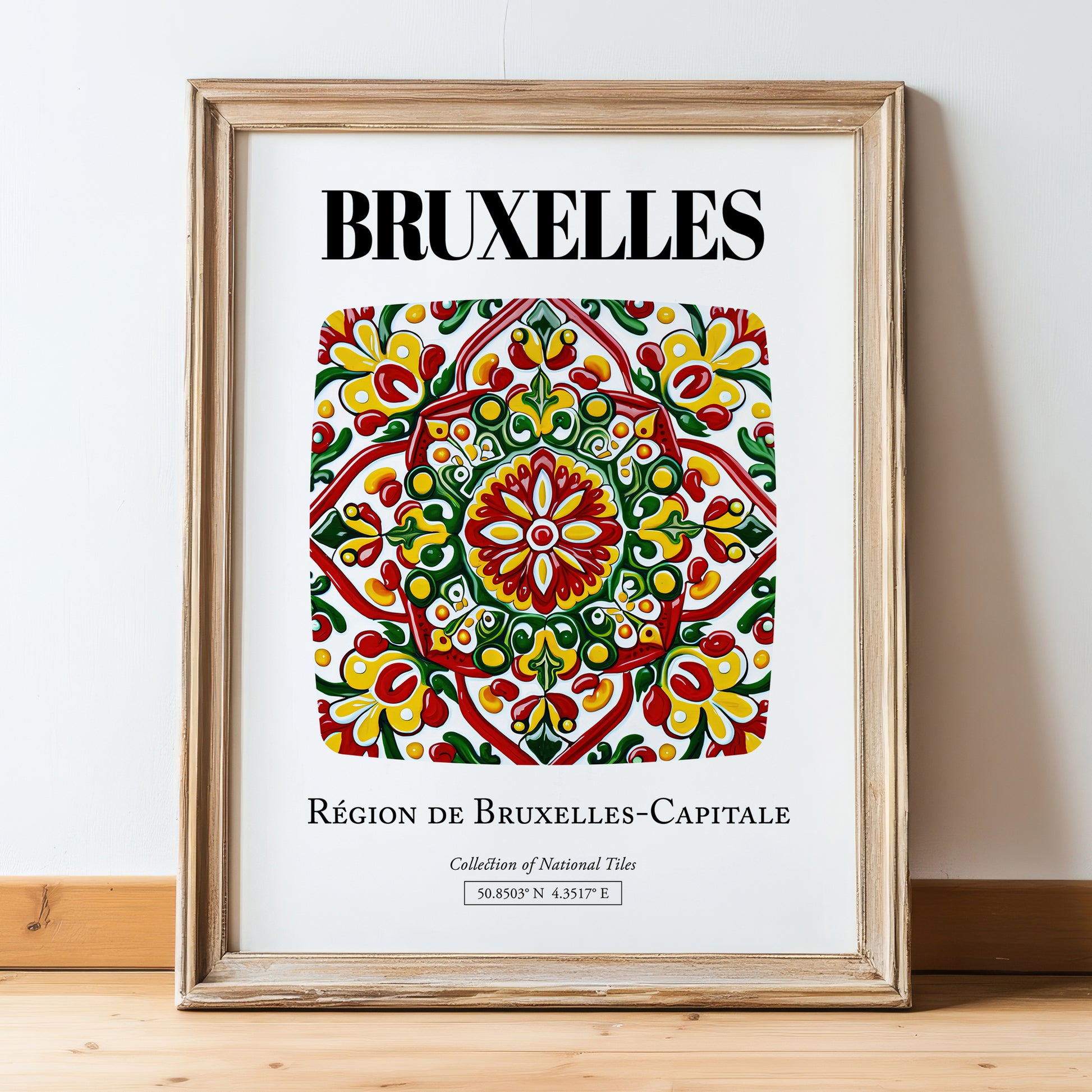 Brussels, Belgique – Travel Memories Wall Print, in wooden frame leaning on the floor