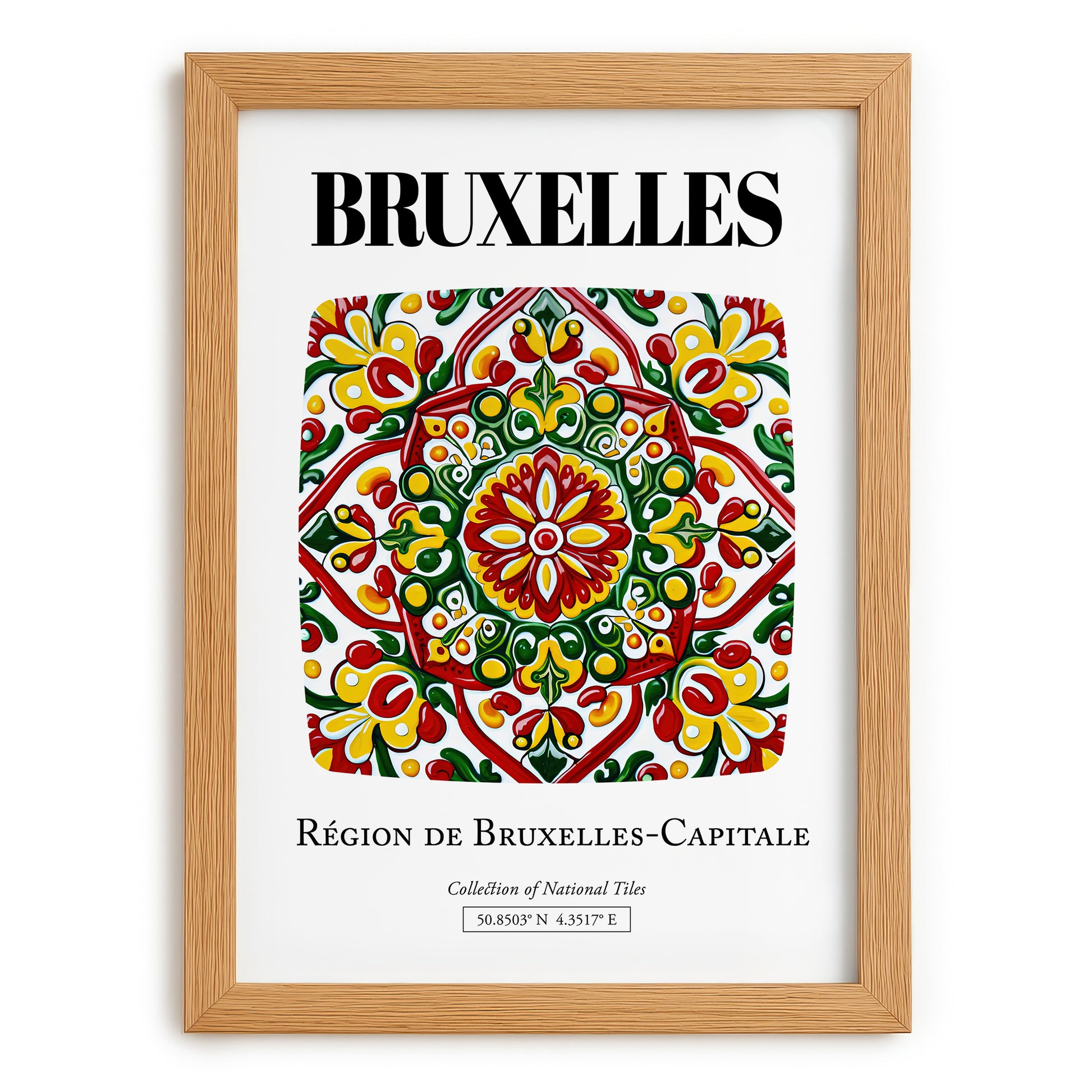 Brussels, Belgique – Travel Memories Wall Print, set in oak frame