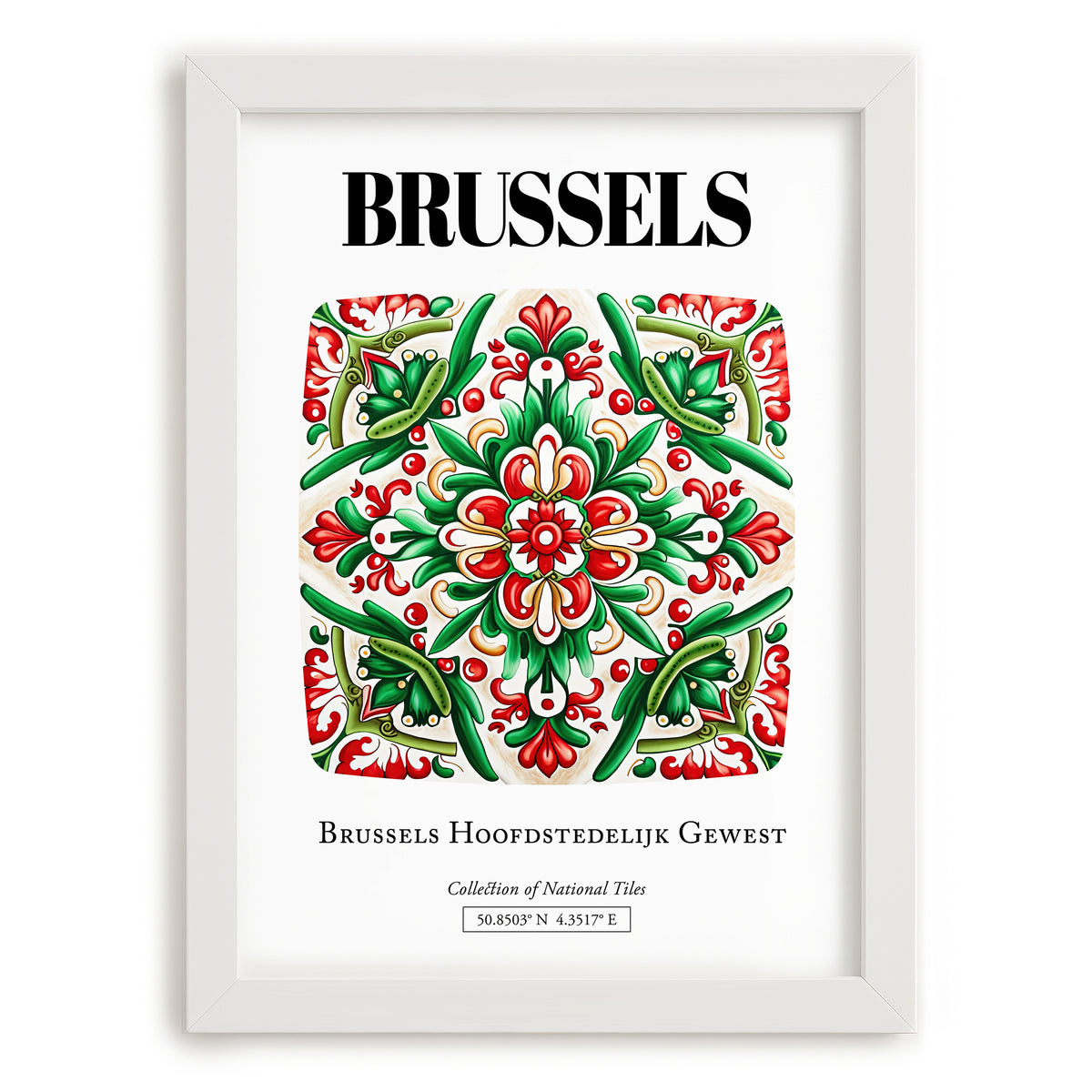 Brussels, België – Travel Wall Art, placed in minimal white frame