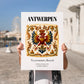 Antwerp, Belgium – Travel Print, no-text version framed in wood