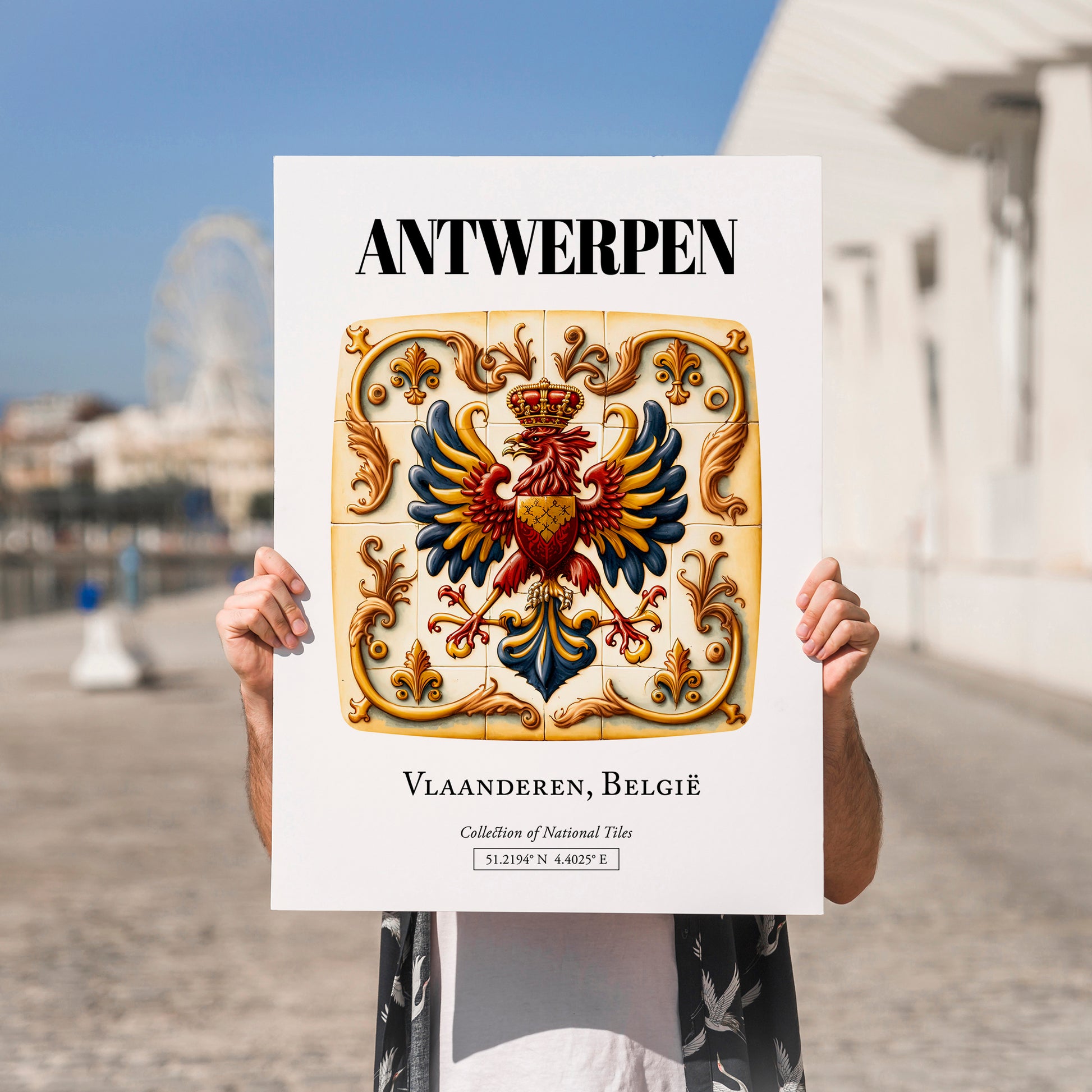Antwerp, Belgium – Travel Print, no-text version framed in wood