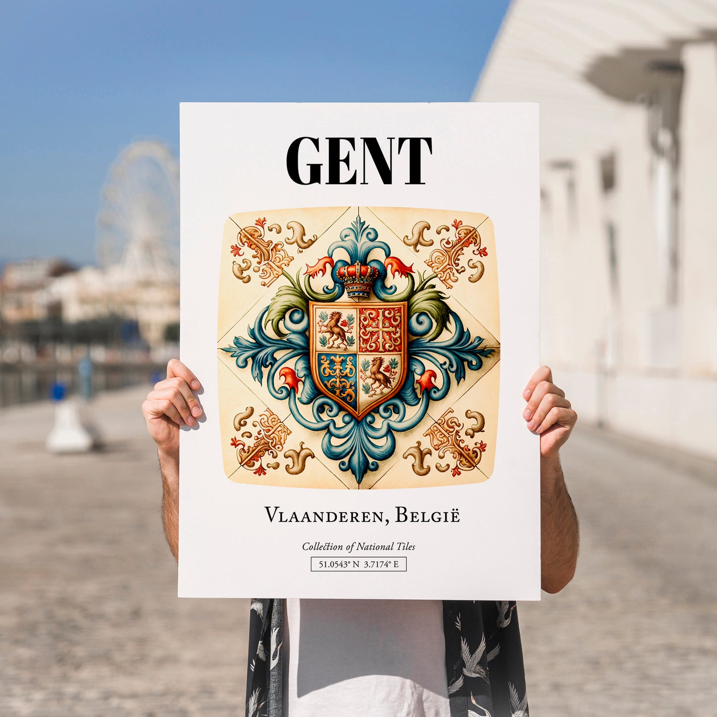 Ghent, Belgium – Travel Poster, no-text version framed in wood