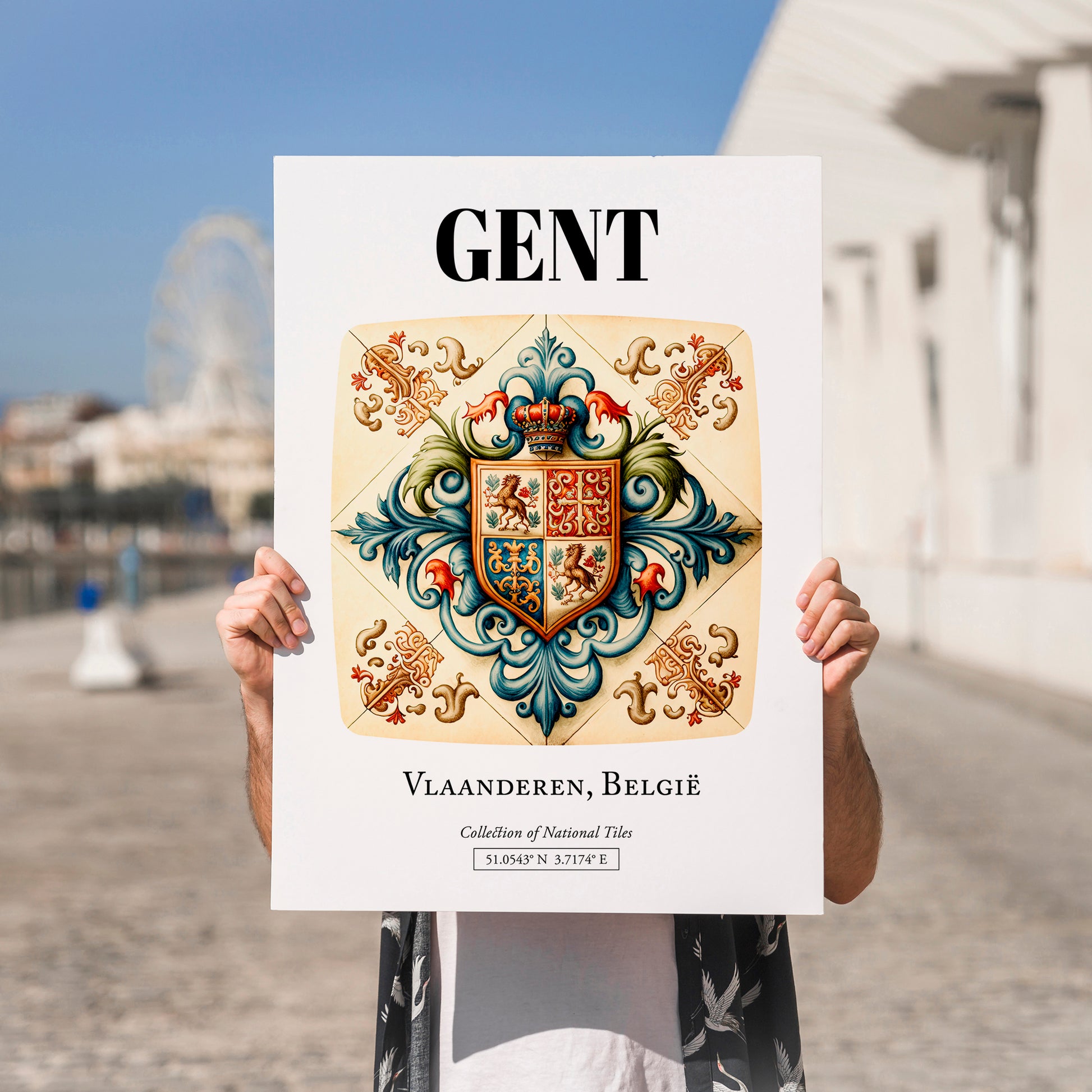Ghent, Belgium – Travel Poster, no-text version framed in wood