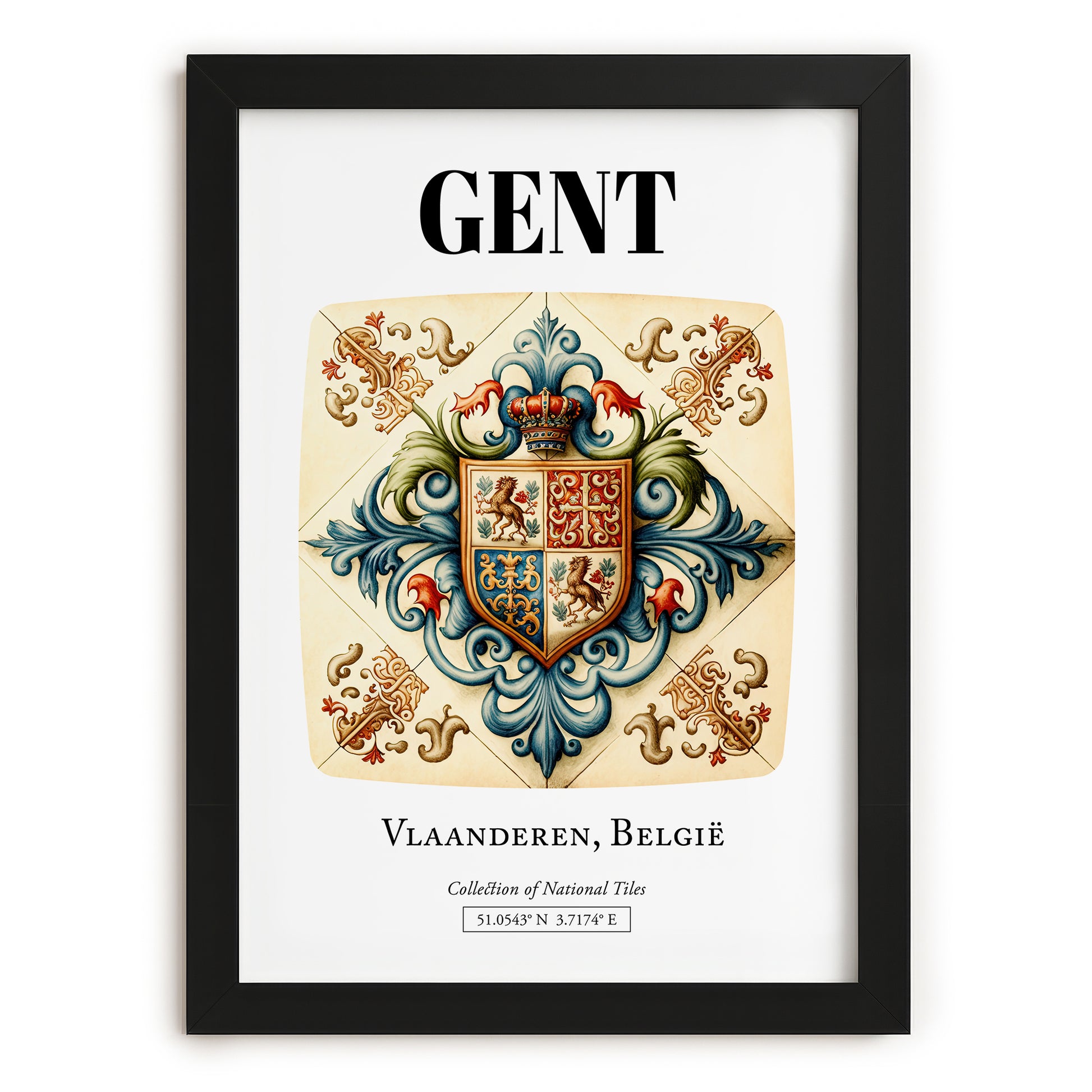 Ghent, Belgium – Travel Poster, in sleek black frame