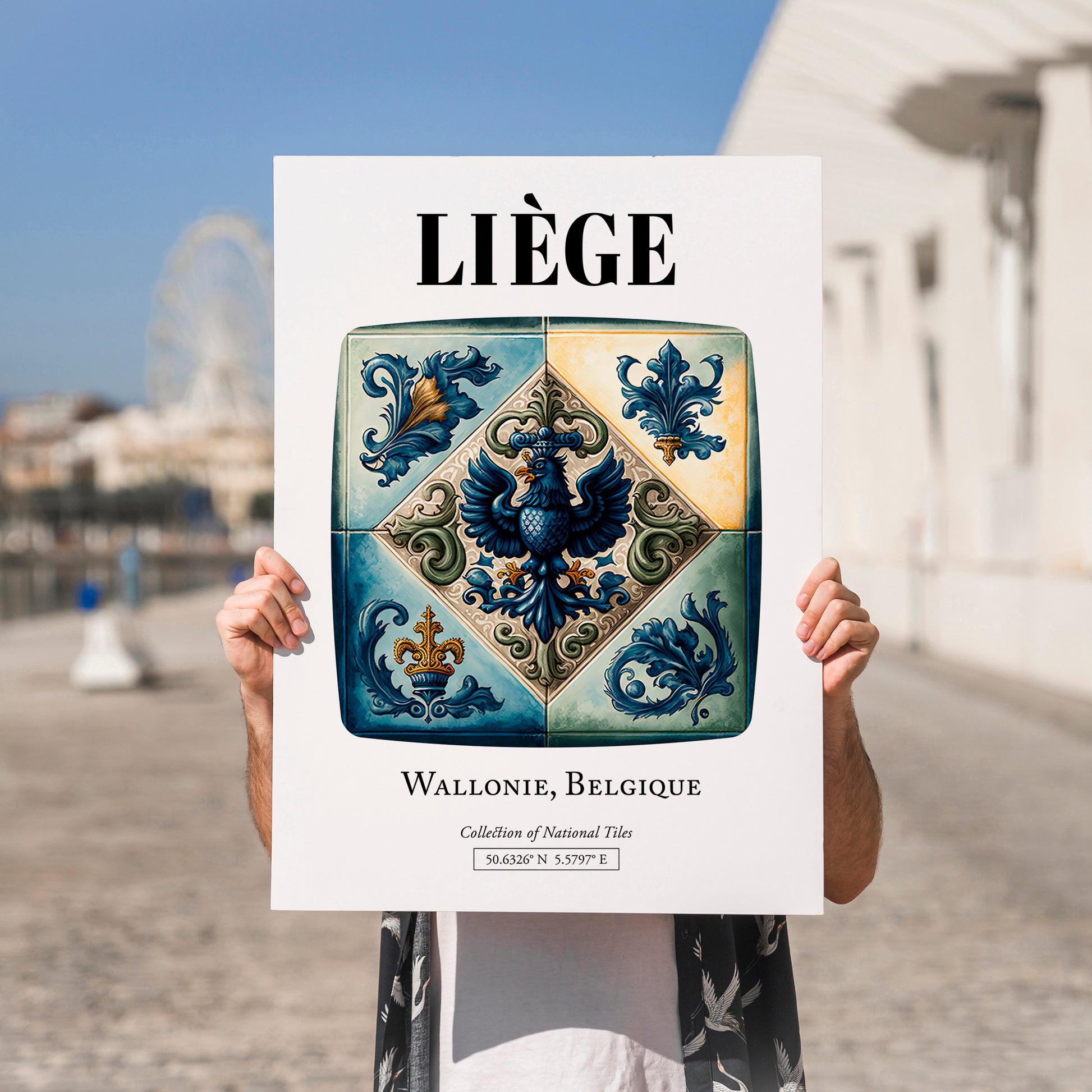 Liège, Belgium – Travel Wall Decor, no-text version framed in wood
