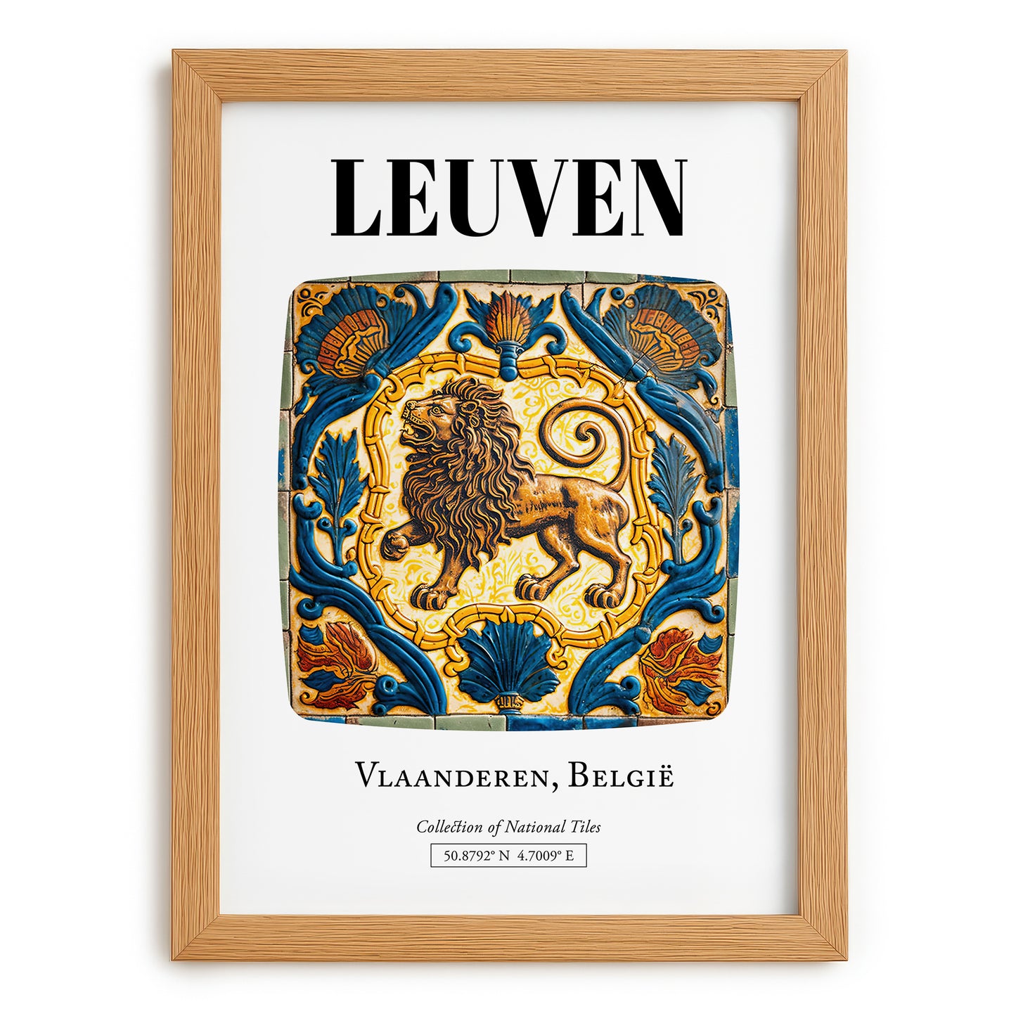Leuven, Belgium – Travel Wall Art, set in oak frame
