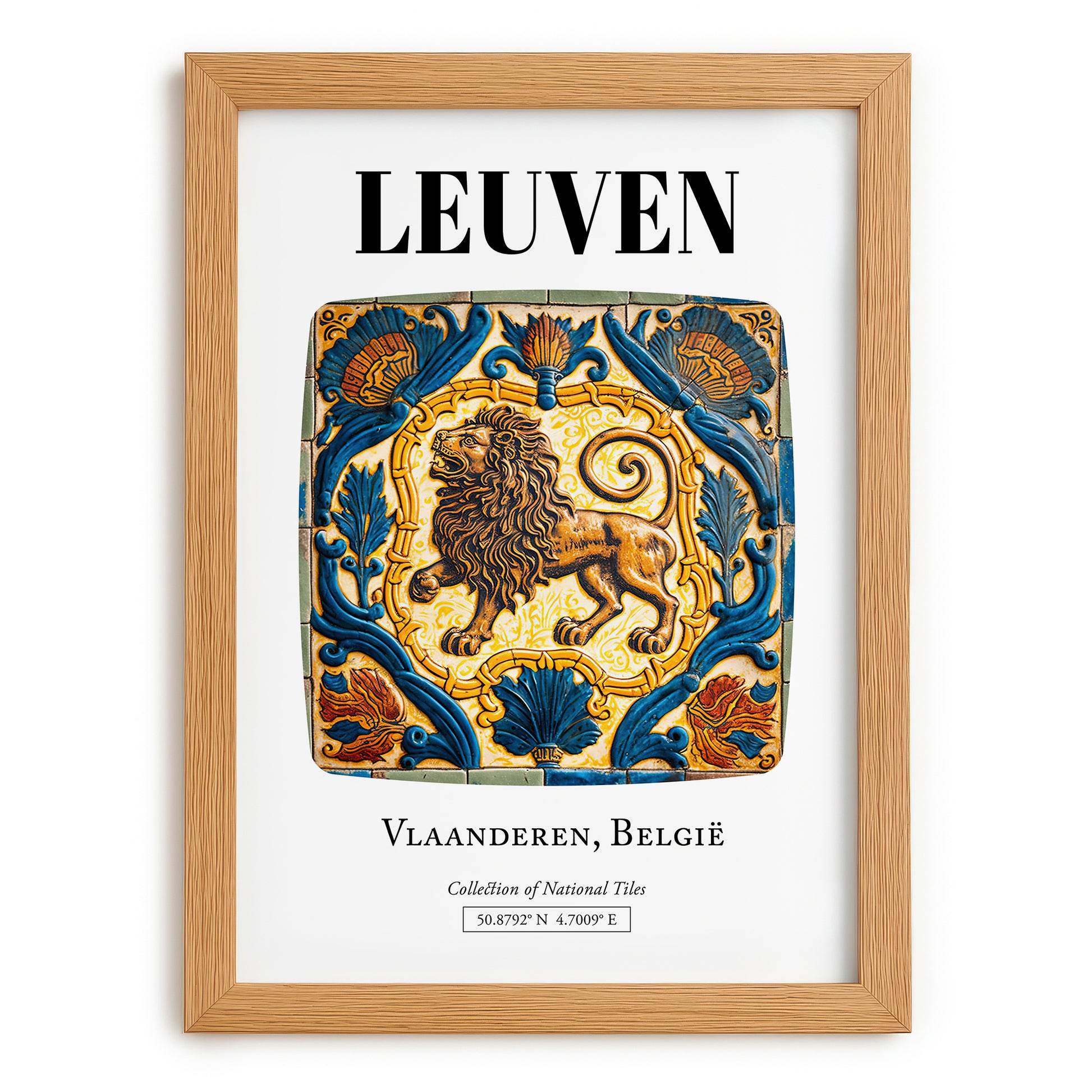 Leuven, Belgium – Travel Wall Art, set in oak frame