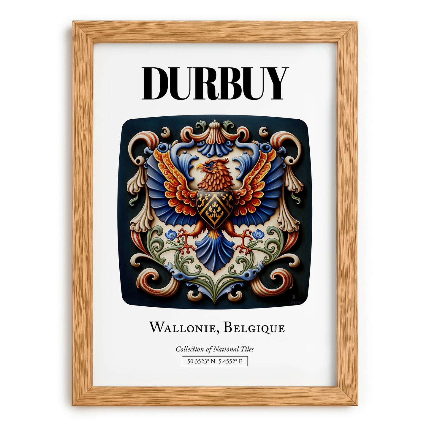 Durbuy, Belgium – Travel Poster, set in oak frame