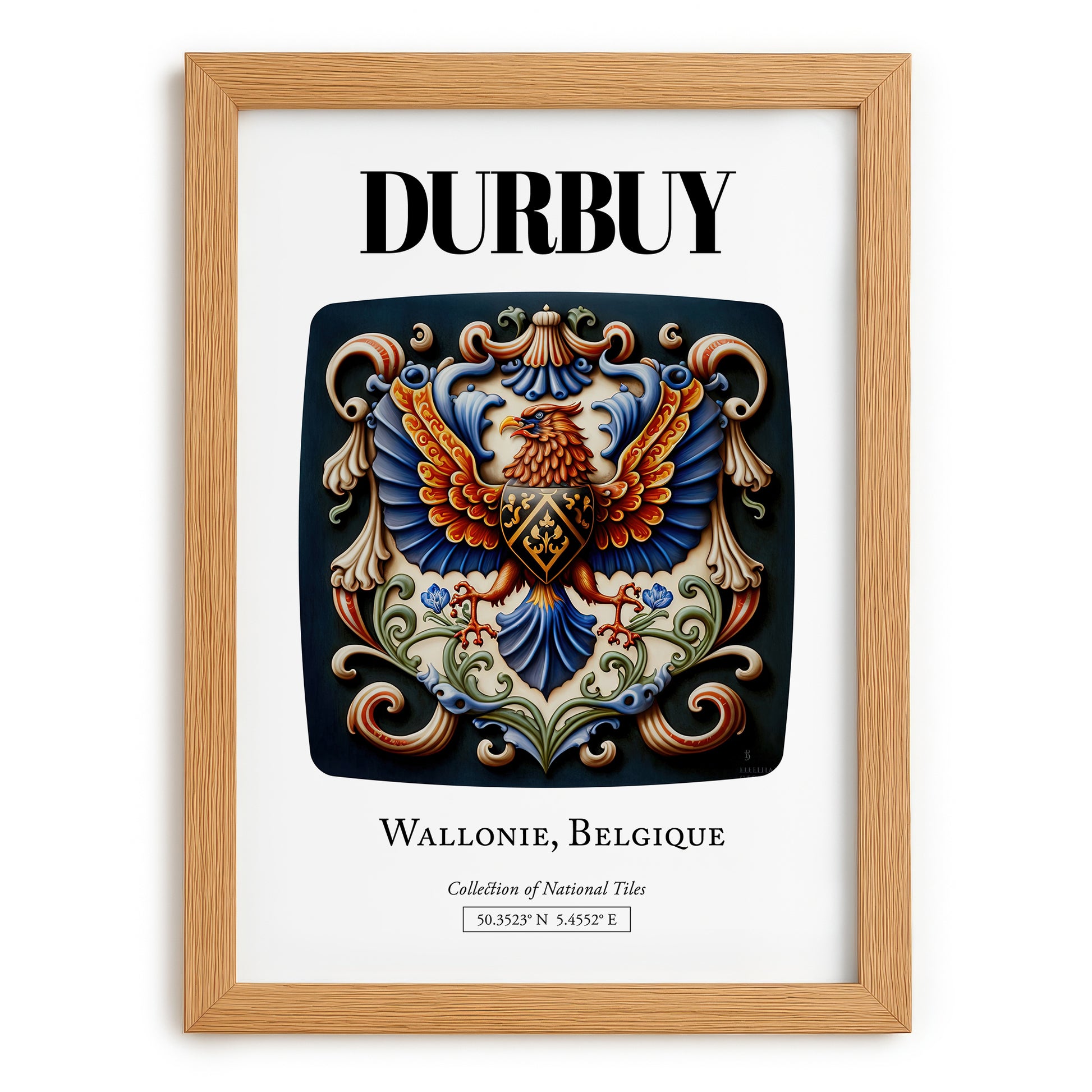Durbuy, Belgium – Travel Poster, set in oak frame