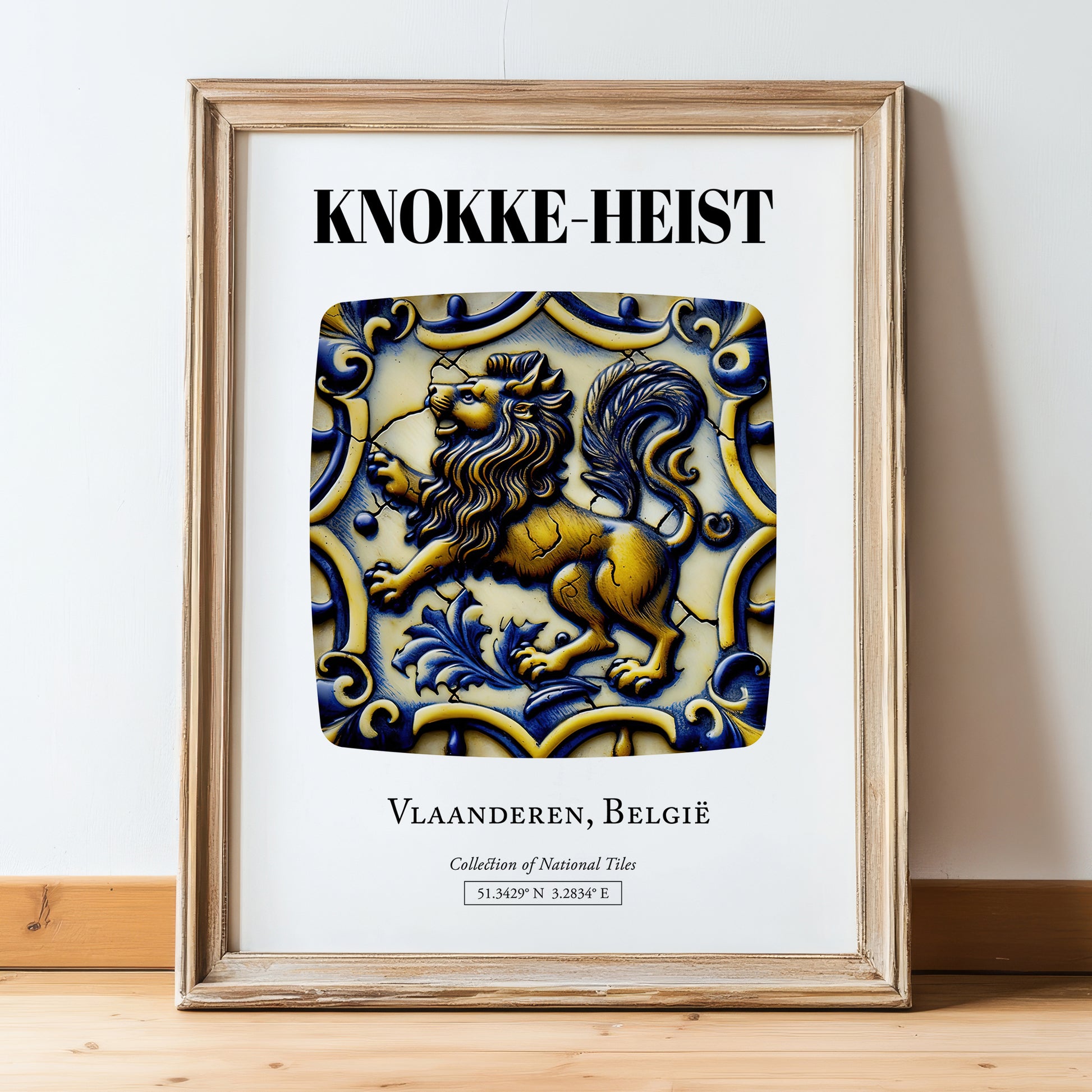 Knokke-heist, Belgium – Travel Poster, in wooden frame leaning on the floor