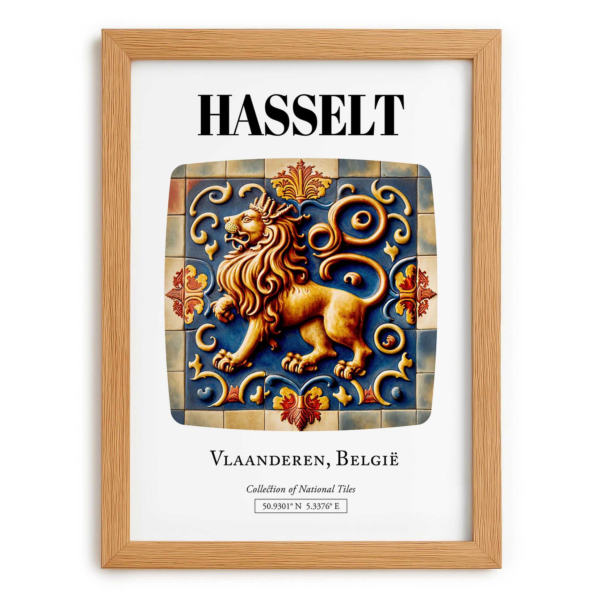 Hasselt, Belgium – Travel Print, set in oak frame