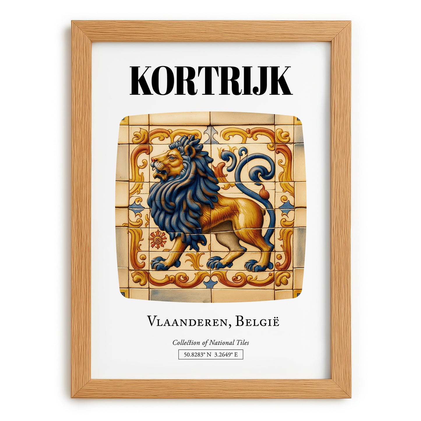 Kortrijk, Belgium – Wanderlust Wall Decor, set in oak frame