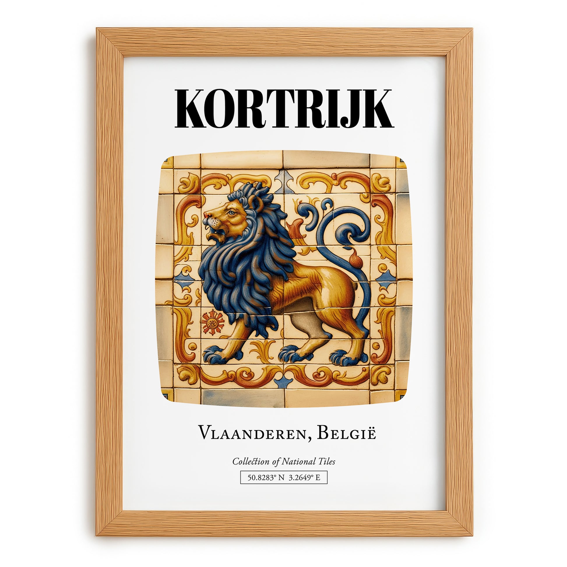 Kortrijk, Belgium – Wanderlust Wall Decor, set in oak frame