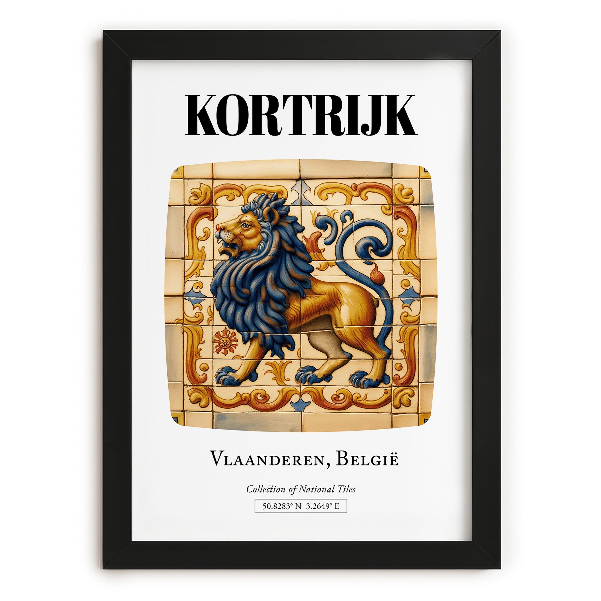 Kortrijk, Belgium – Wanderlust Wall Decor, in sleek black frame