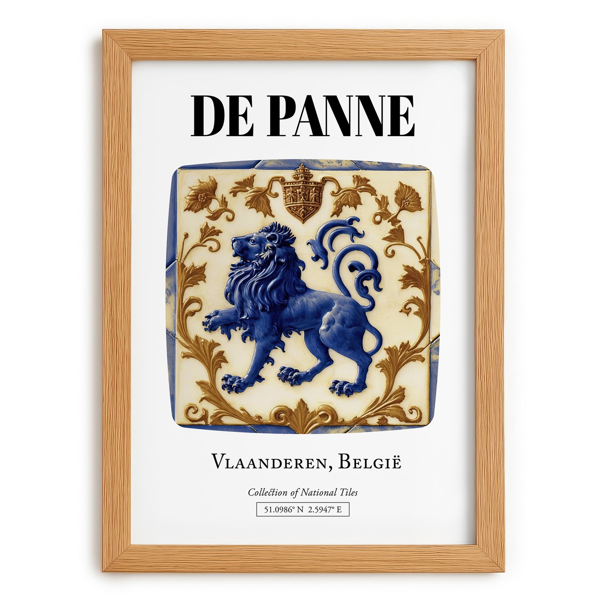 De Panne, Belgium – Travel Wall Art, set in oak frame