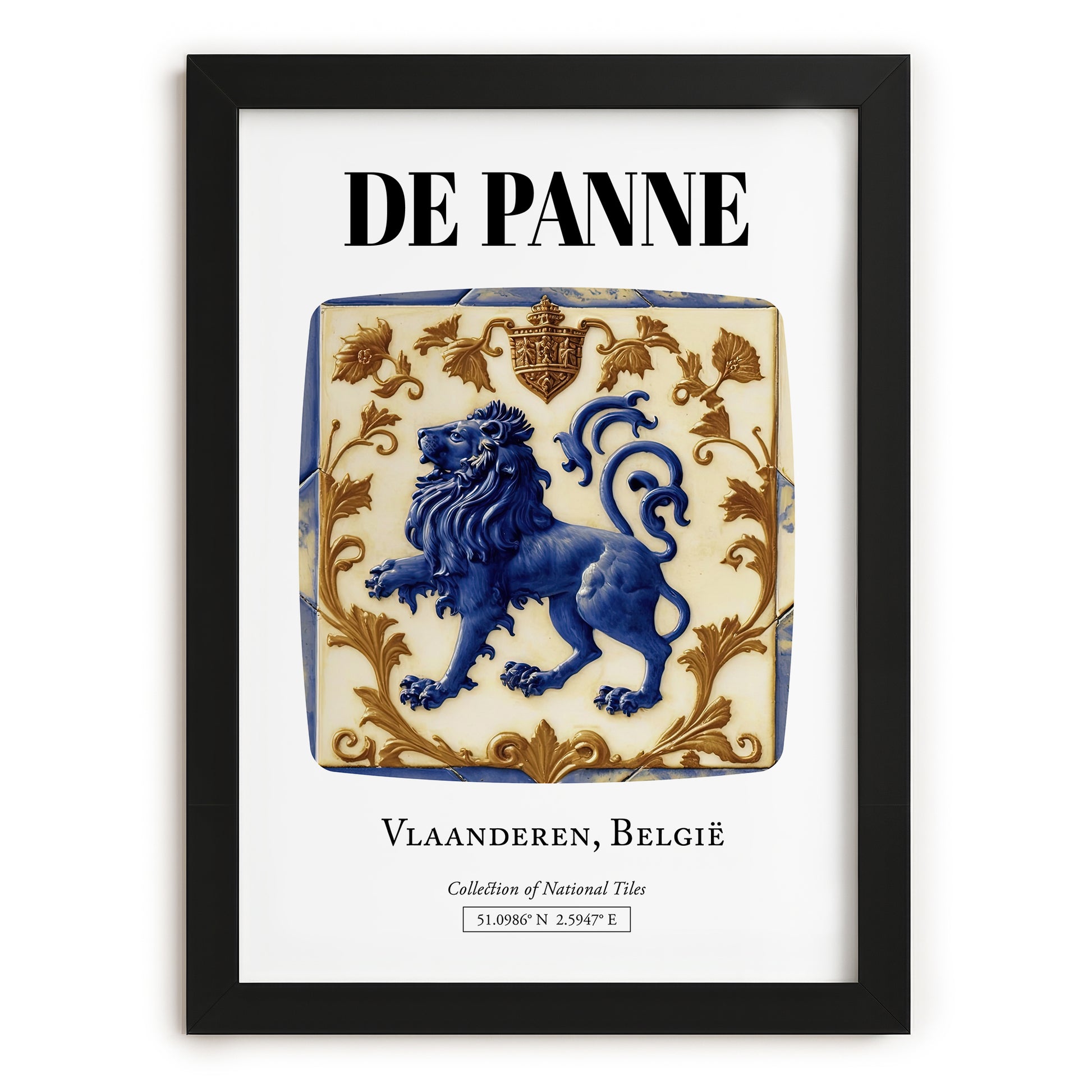 De Panne, Belgium – Travel Wall Art, in sleek black frame