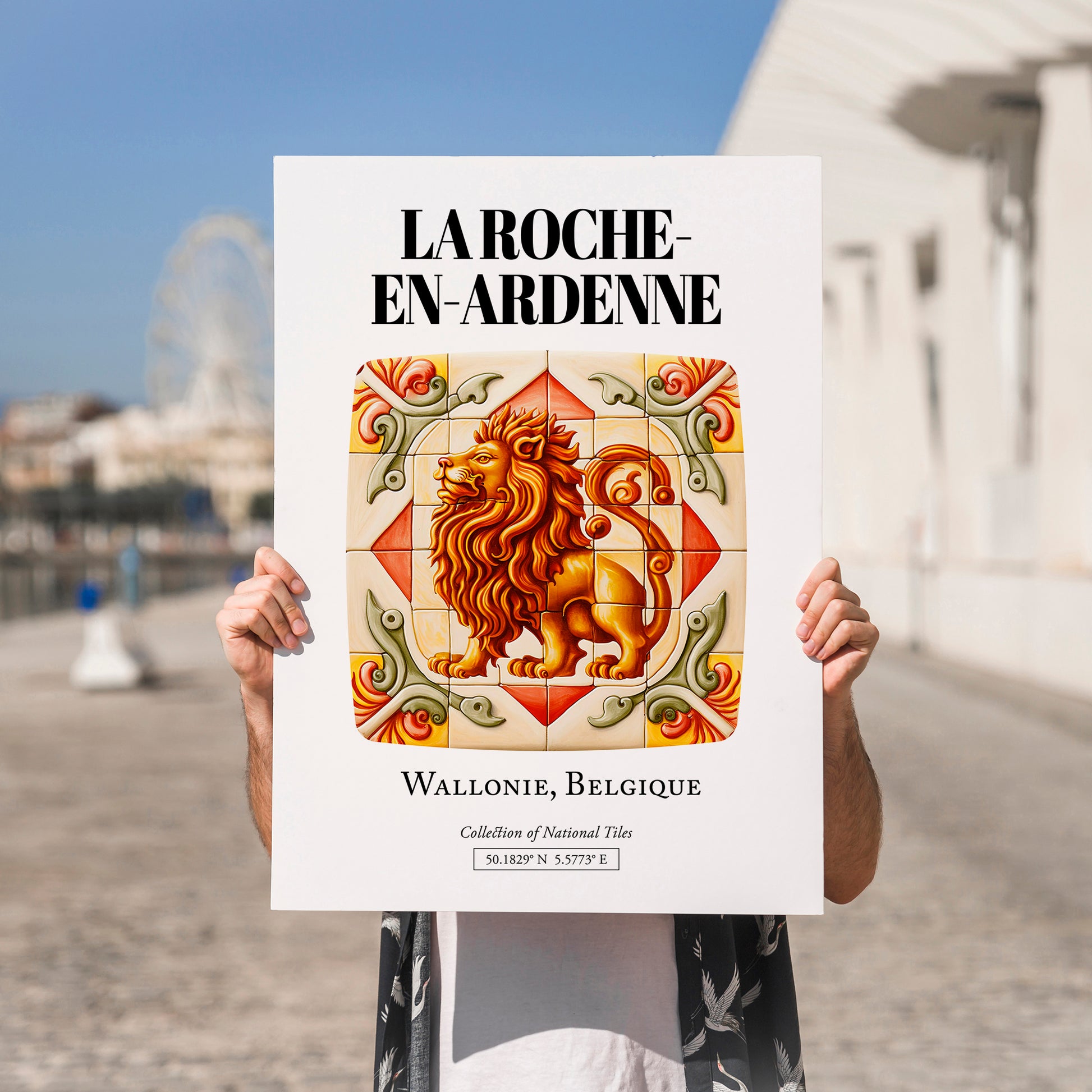 La Roche-en-ardenne, Belgium – National Pride Wall Decor, no-text version framed in wood