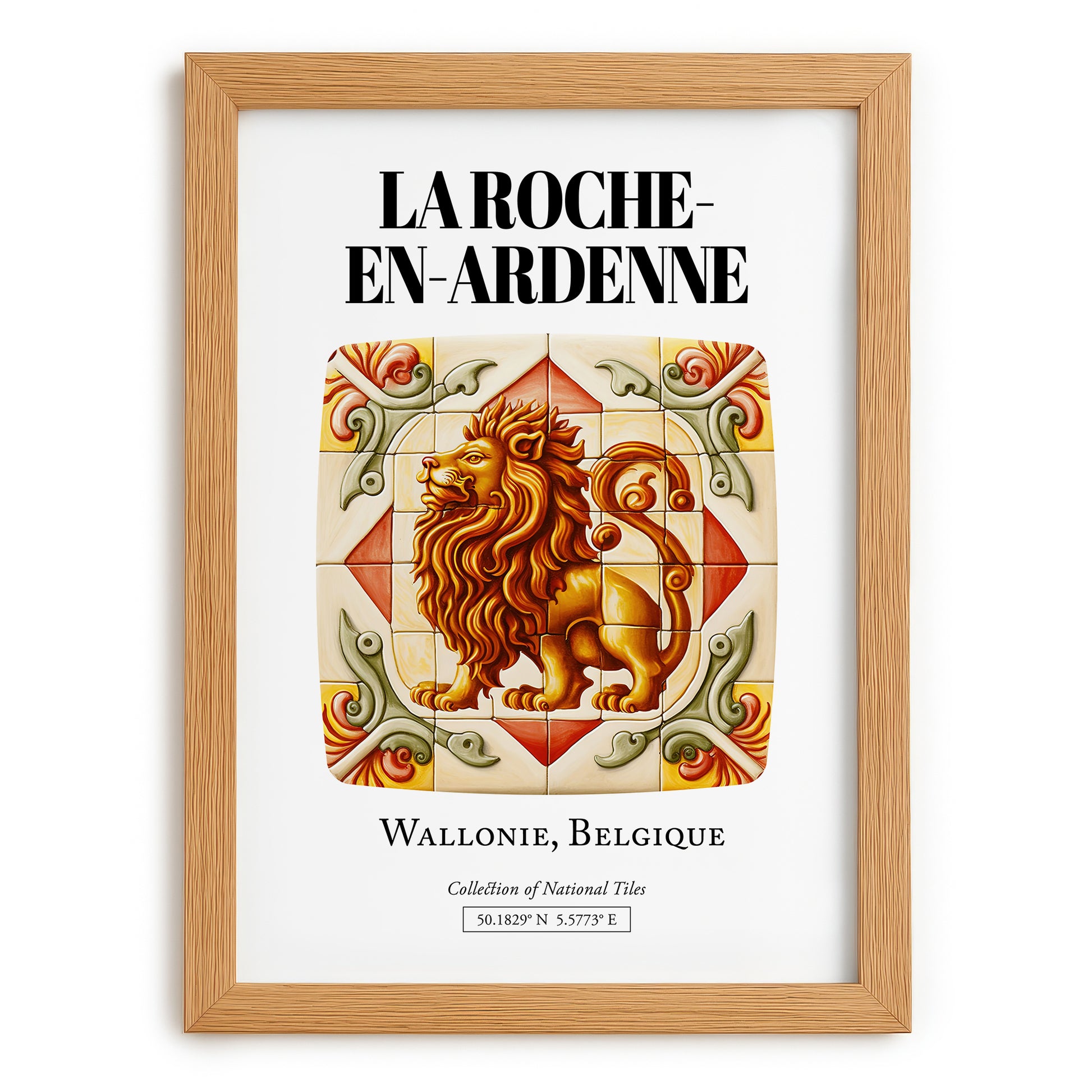 La Roche-en-ardenne, Belgium – National Pride Wall Decor, set in oak frame