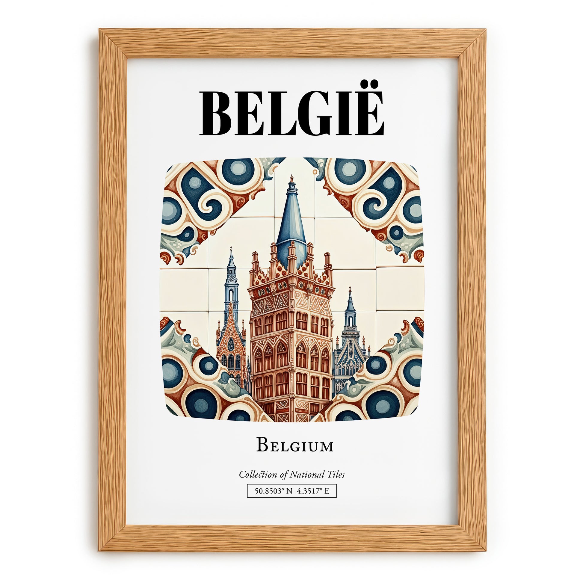 België, Belgium – Travel Wall Art, set in oak frame