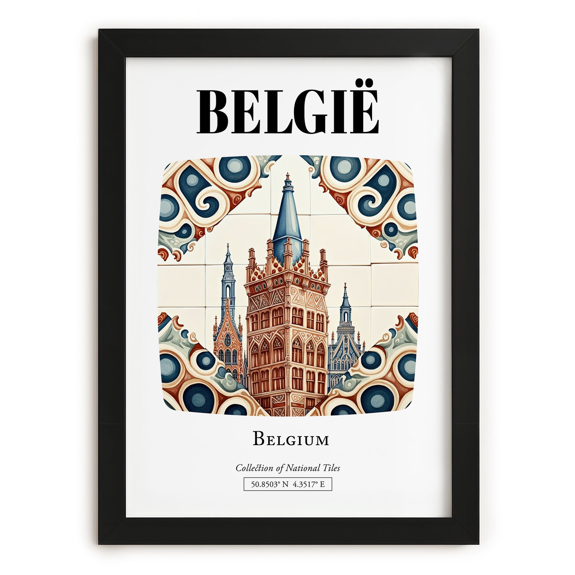 België, Belgium – Travel Wall Art, in sleek black frame