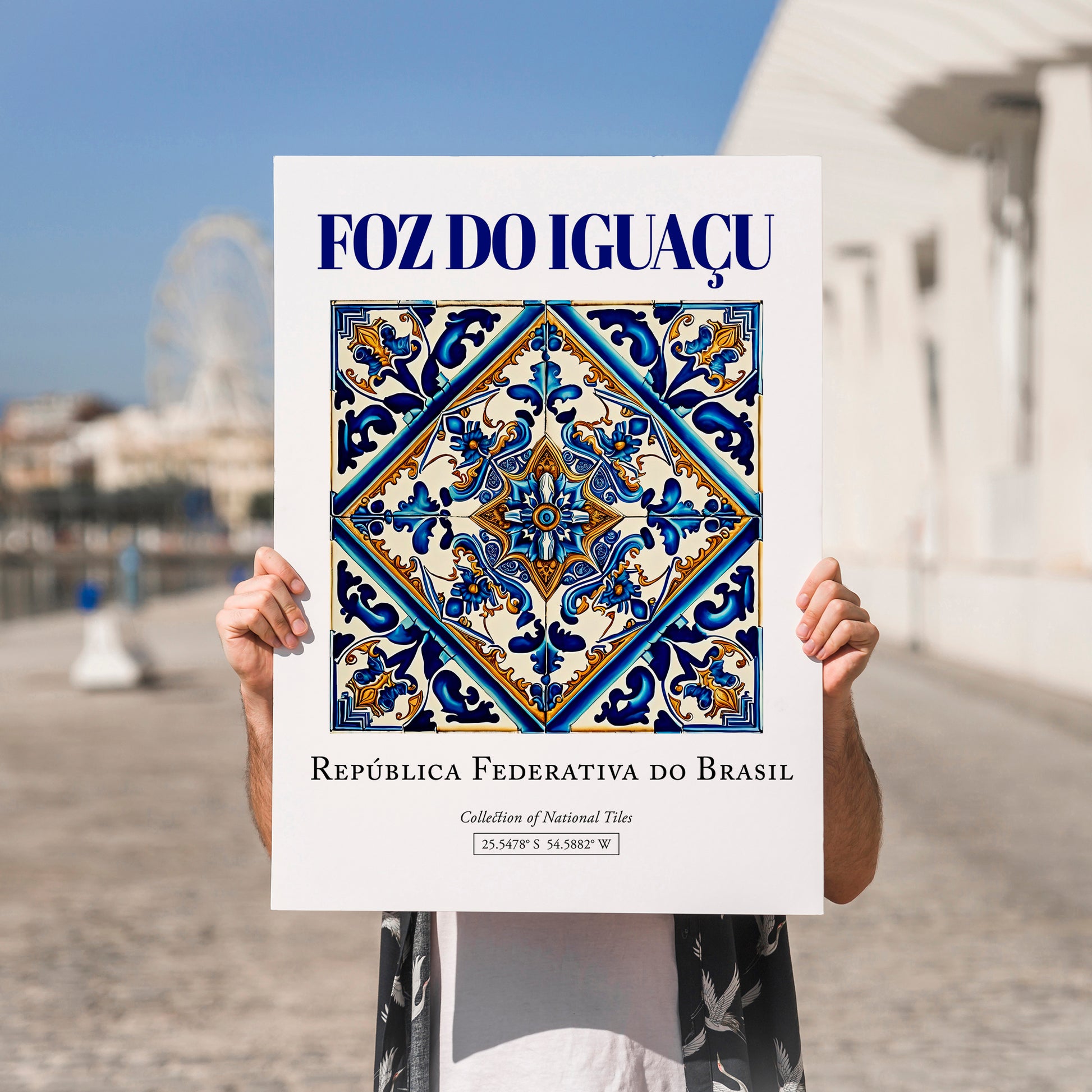 Foz do Iguaçu, Brasil – Travel Poster, no-text version framed in wood