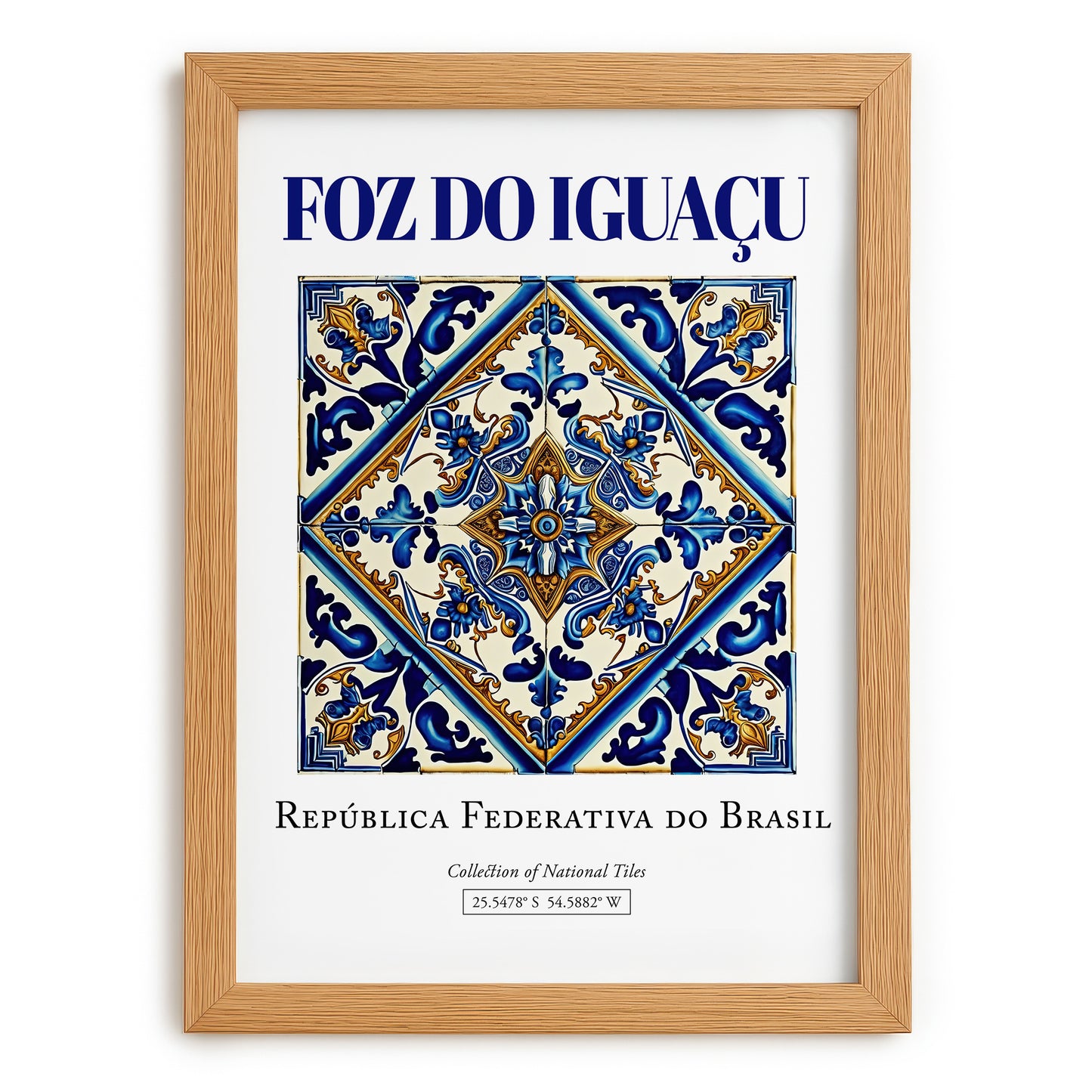 Foz do Iguaçu, Brasil – Travel Poster, set in oak frame