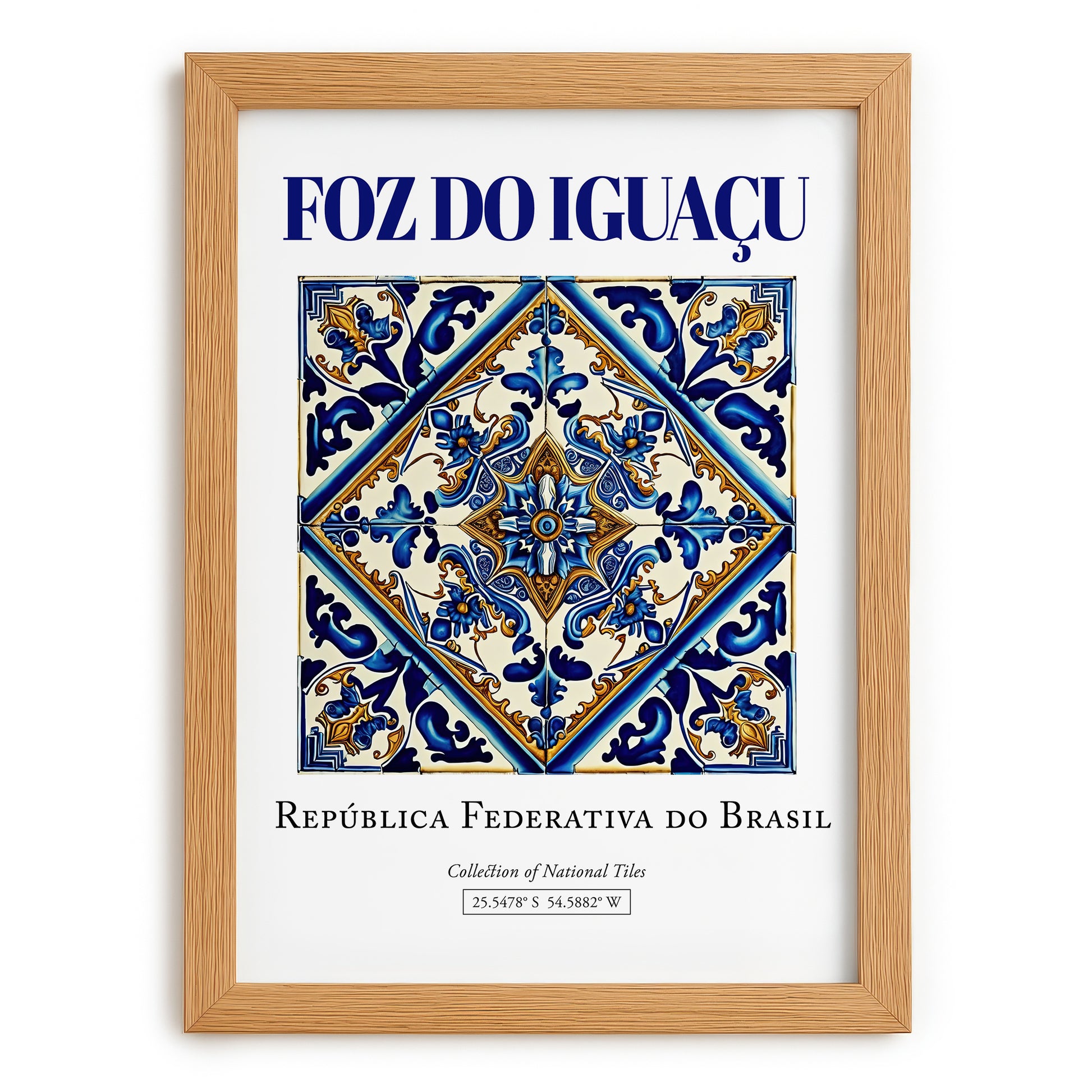 Foz do Iguaçu, Brasil – Travel Poster, set in oak frame
