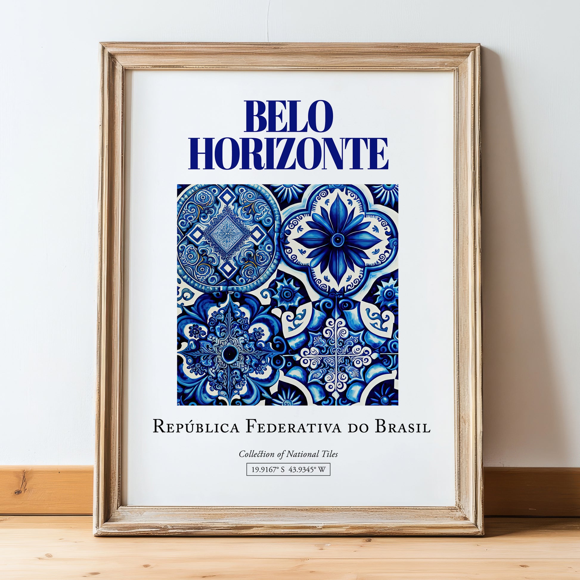 Belo Horizonte, Brasil – Travel Wall Decor, in wooden frame leaning on the floor