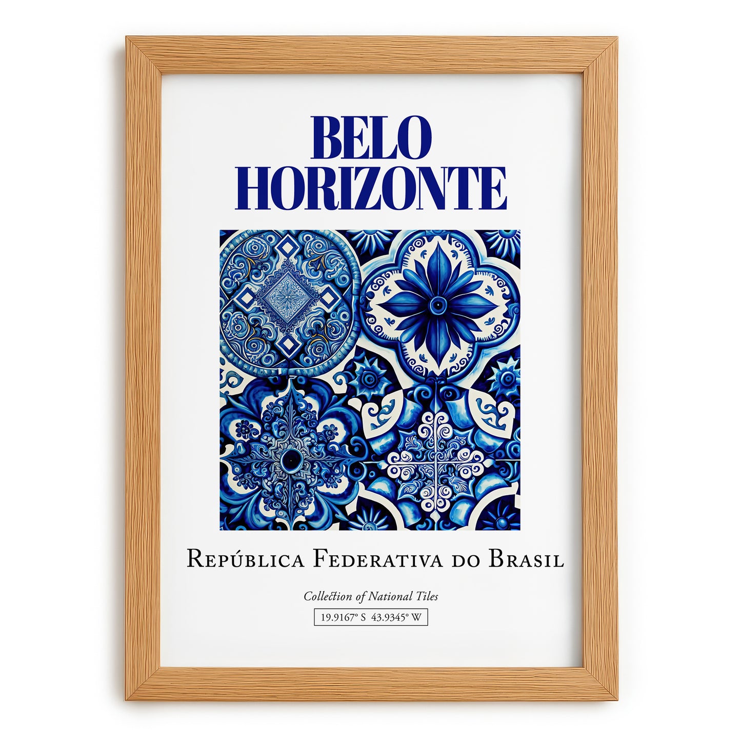 Belo Horizonte, Brasil – Travel Wall Decor, set in oak frame