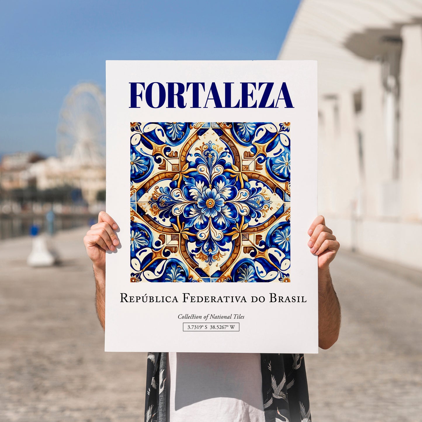 Fortaleza, Brasil – Dream Destination Decor, no-text version framed in wood