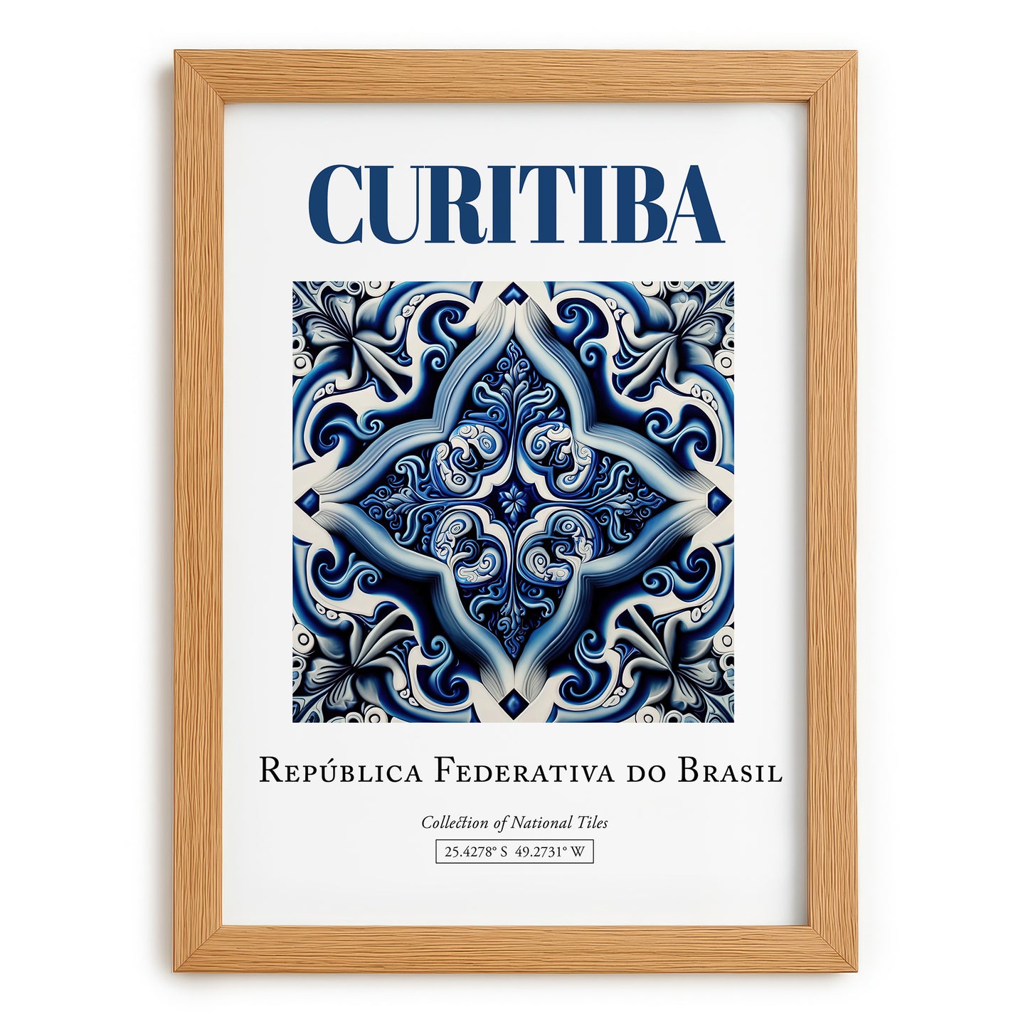 Curitiba, Brasil – Wanderlust-Inspired Poster, set in oak frame