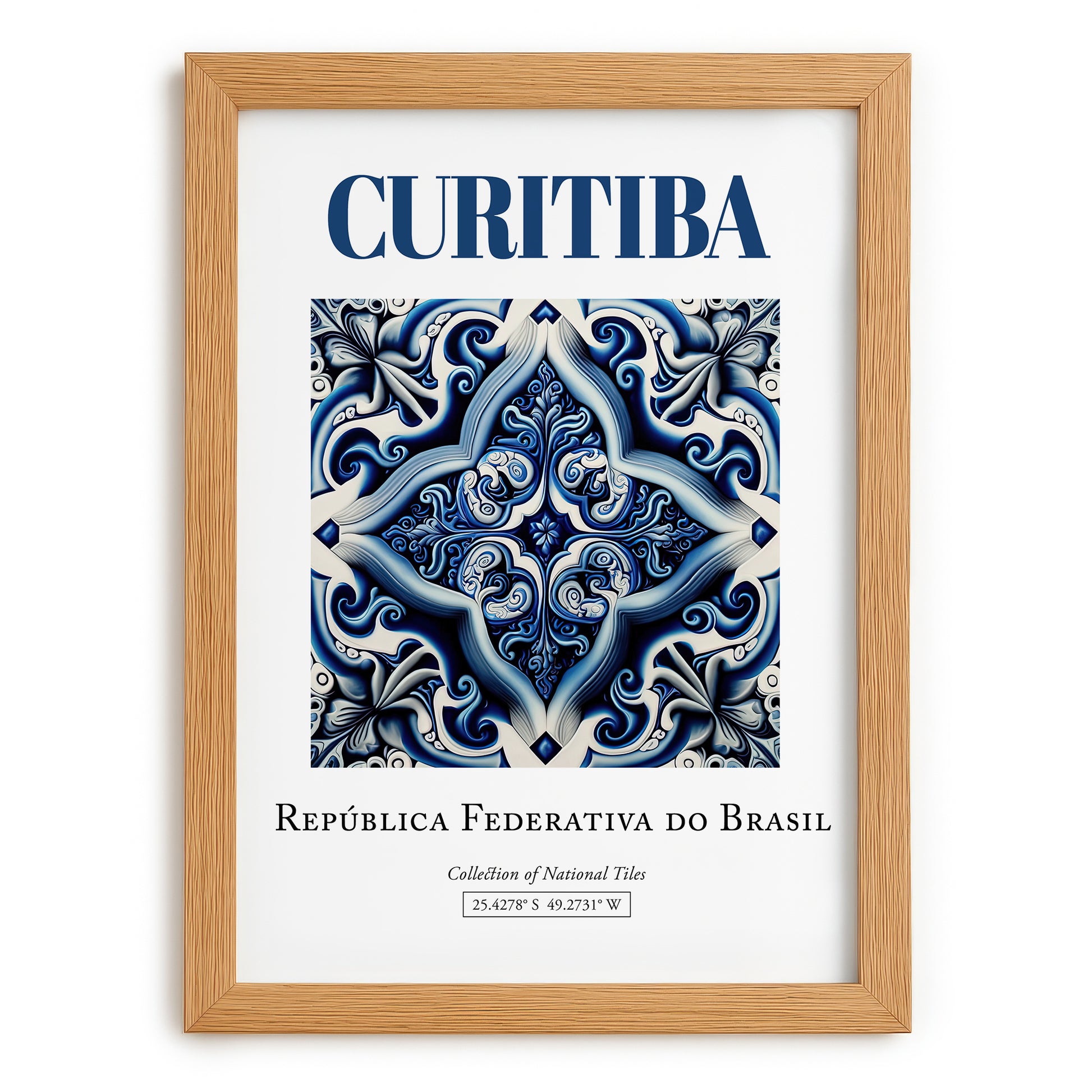 Curitiba, Brasil – Wanderlust-Inspired Poster, set in oak frame