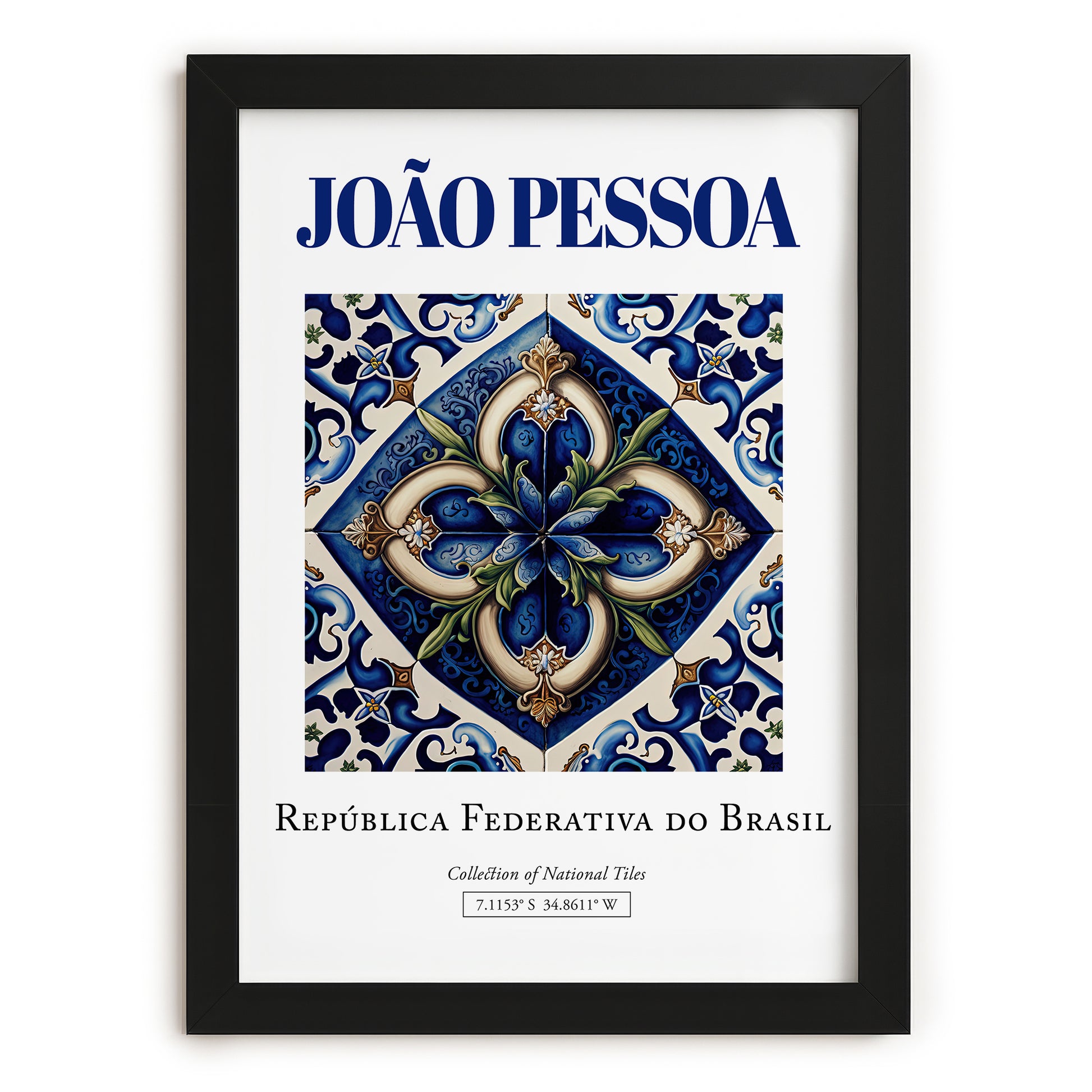 João Pessoa, Brasil – Minimalist Travel Print, in sleek black frame