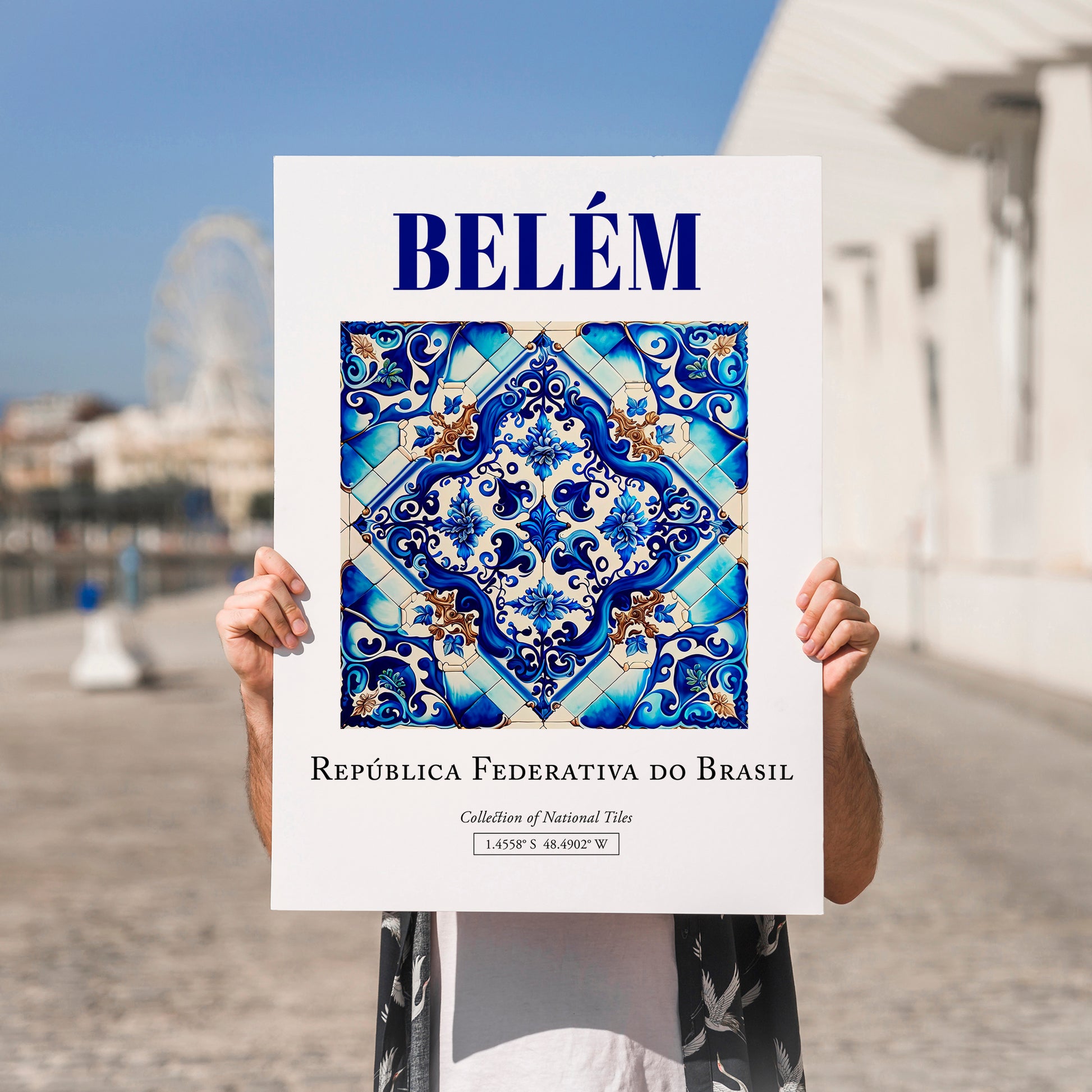 Belém, Brasil – Travel Poster, no-text version framed in wood