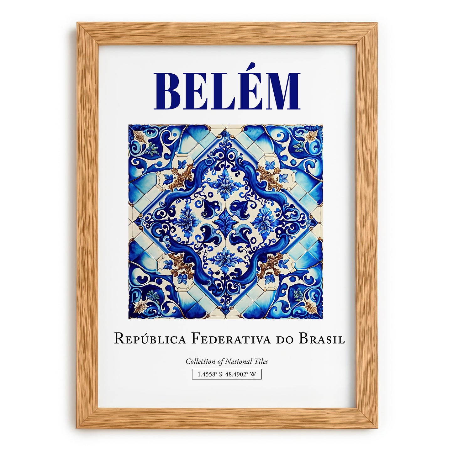 Belém, Brasil – Travel Poster, set in oak frame