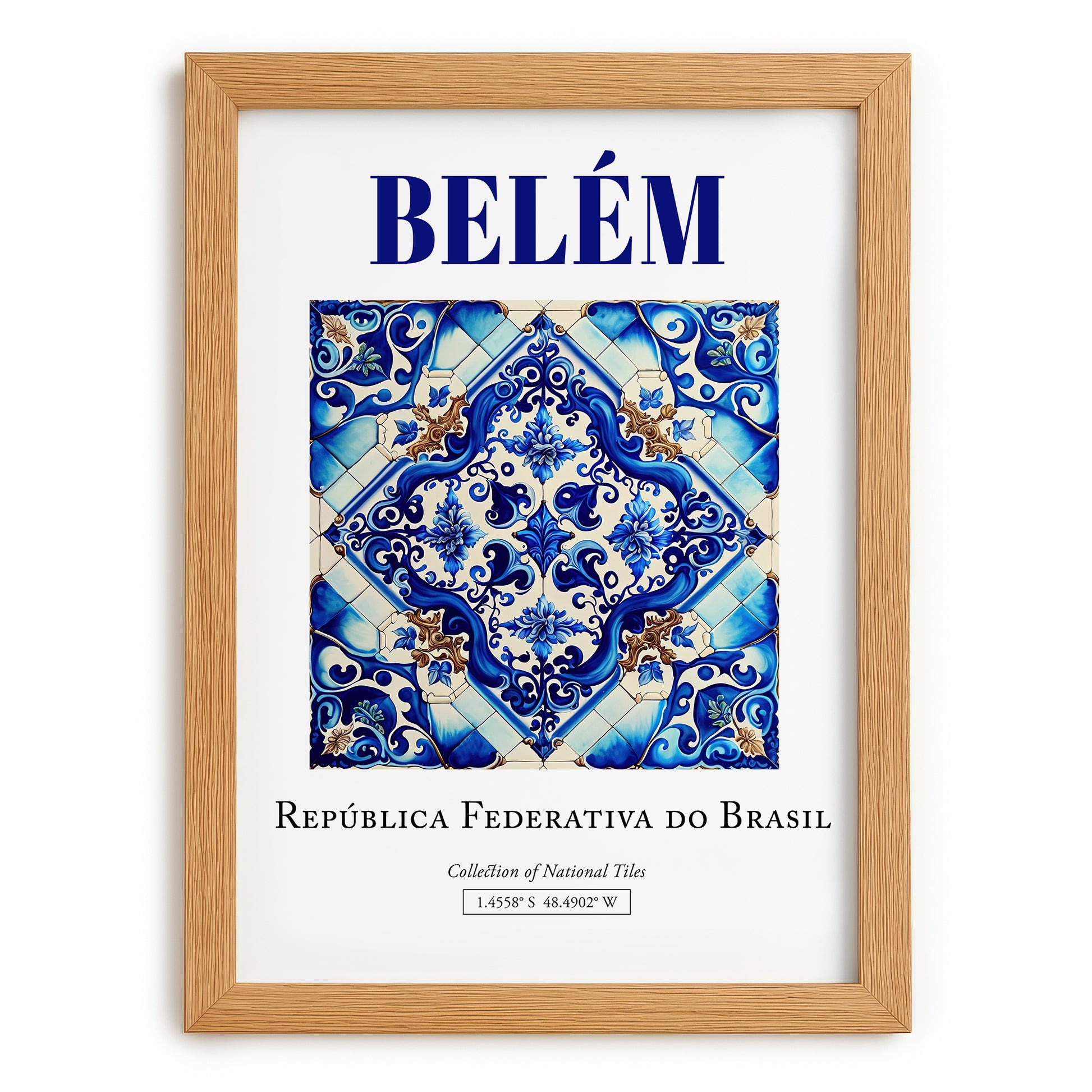 Belém, Brasil – Travel Poster, set in oak frame