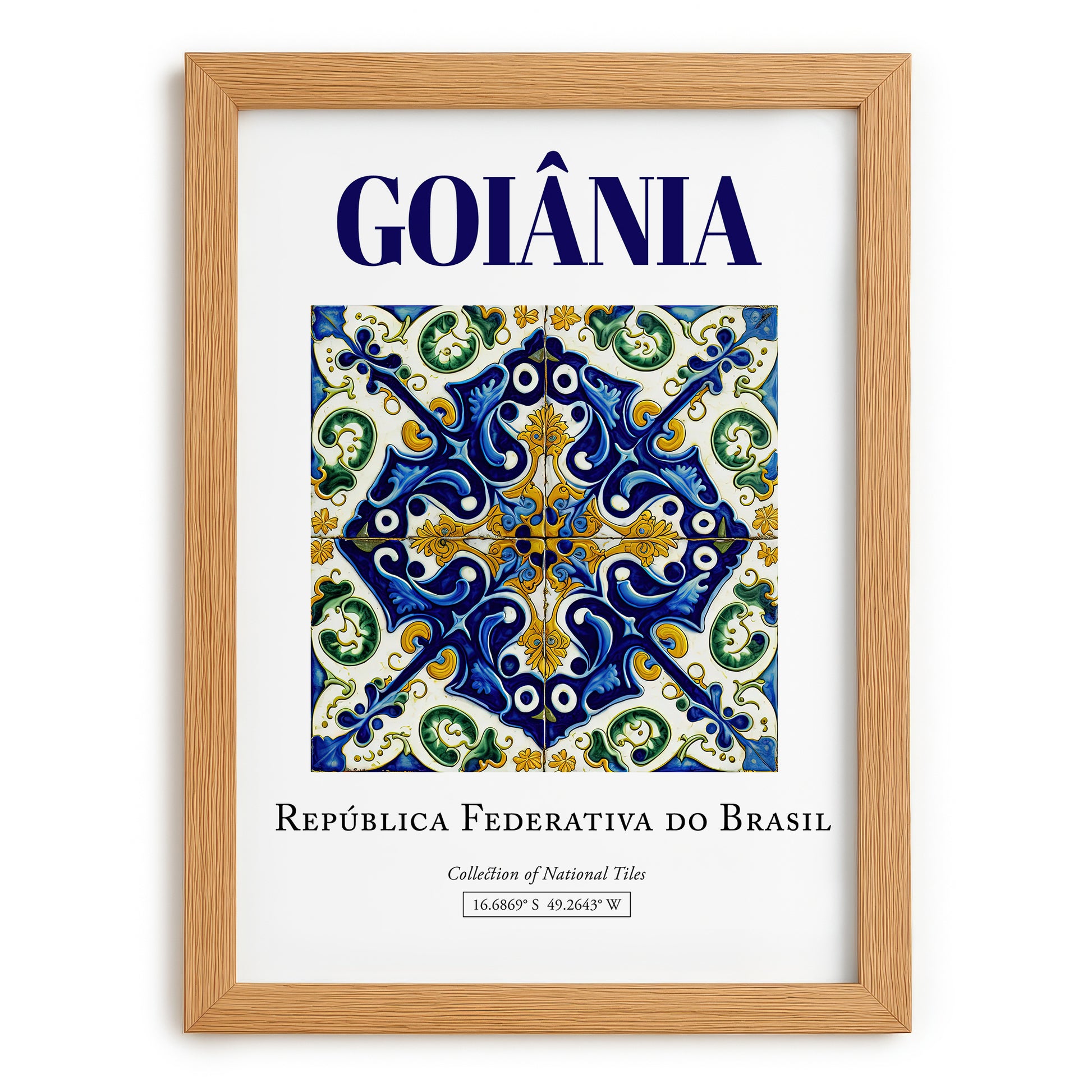 Goiânia, Brasil – Travel Wall Art, set in oak frame