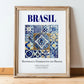 Azulejo, Brasil – Travel Poster, in wooden frame leaning on the floor