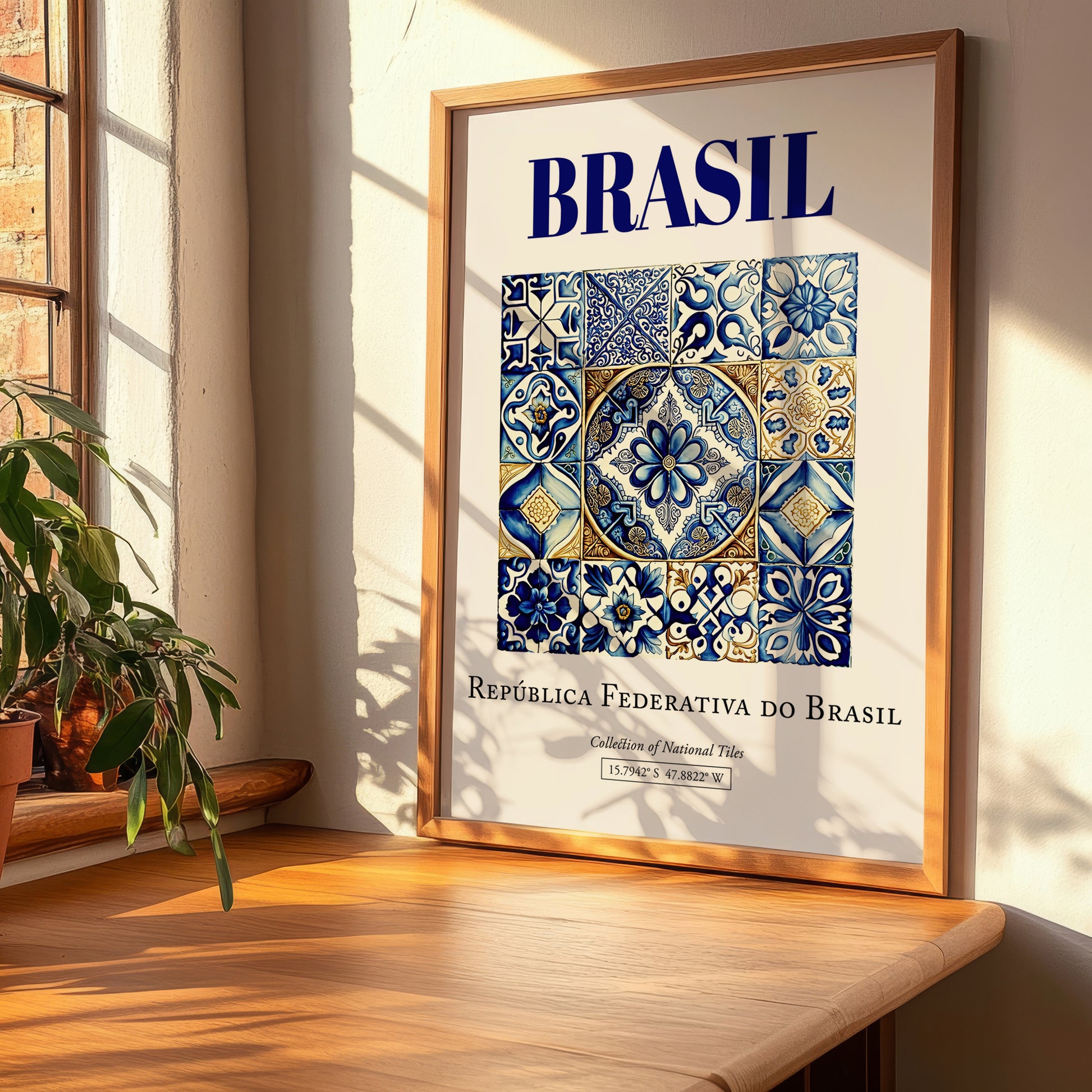 Azulejo, Brasil – Travel Poster, clean layout with no caption