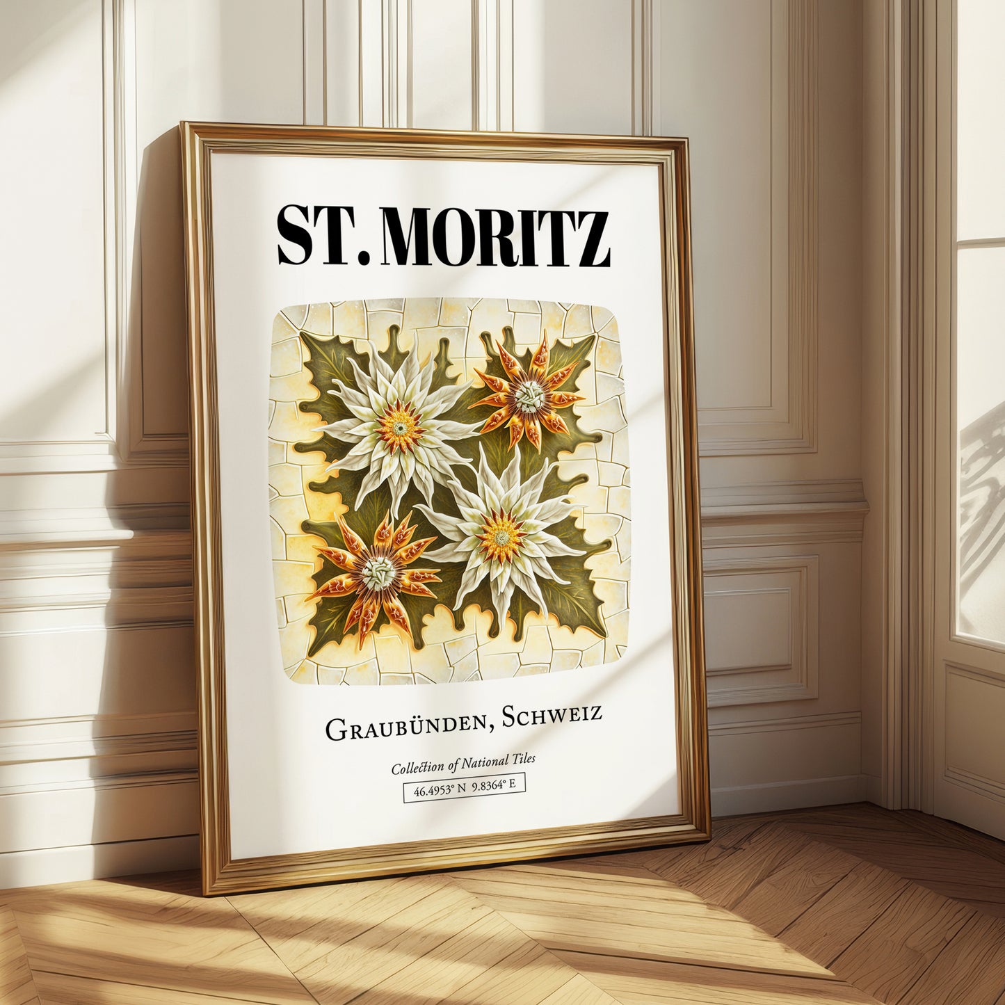St. Moritz, Switzerland – World Heritage Travel Poster, styled in a charming Paris street view