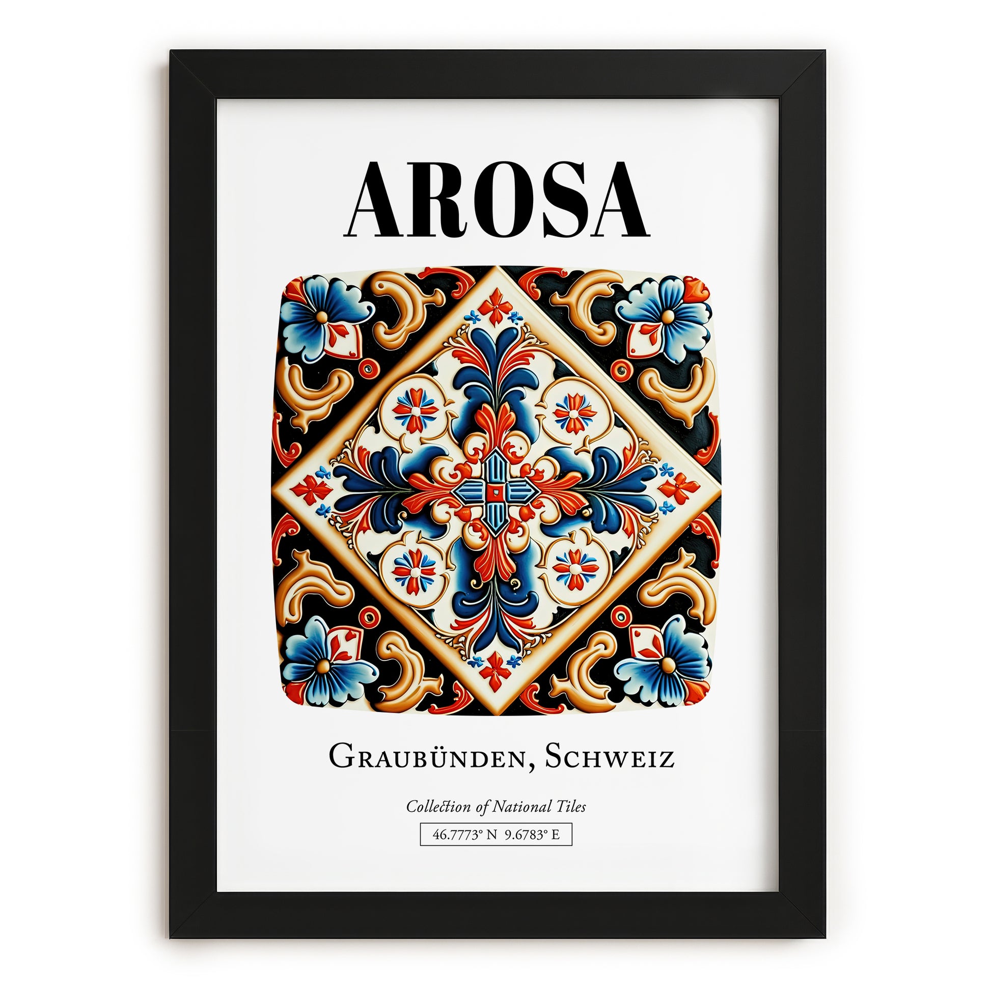 Arosa, Switzerland – Travel Poster, in sleek black frame
