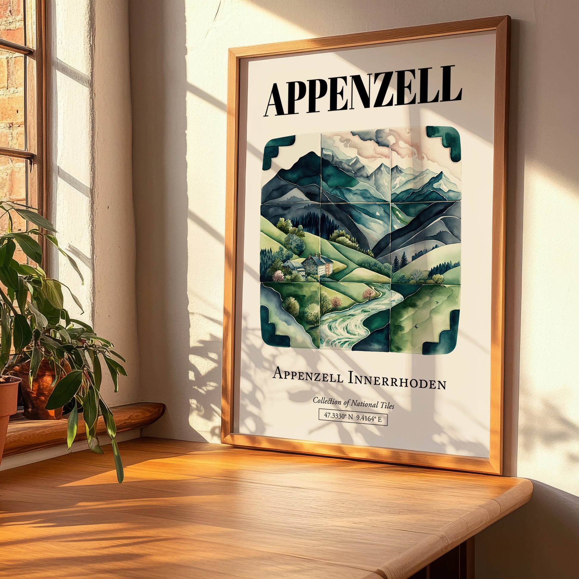 Appenzell, Switzerland – Illustrated Travel Poster, clean layout with no caption