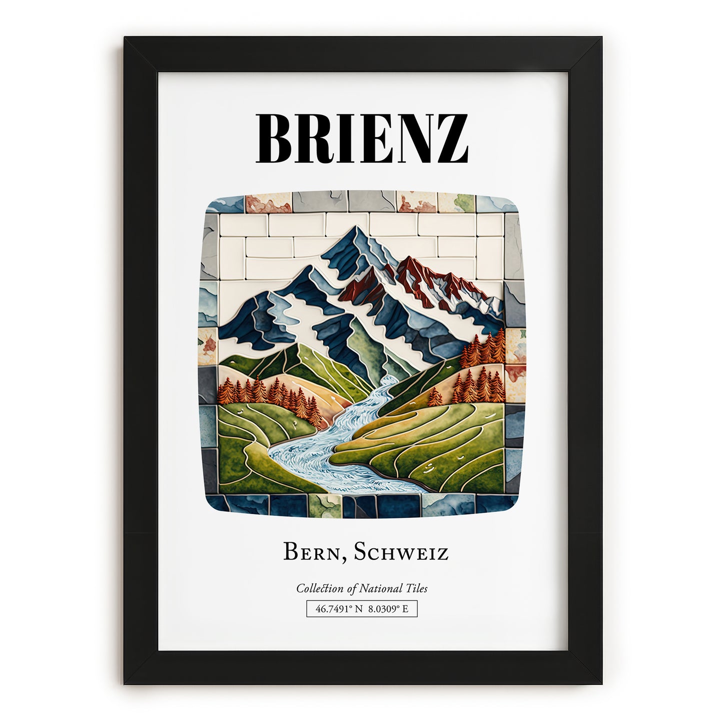 Brienz, Switzerland – Travel Poster, in sleek black frame
