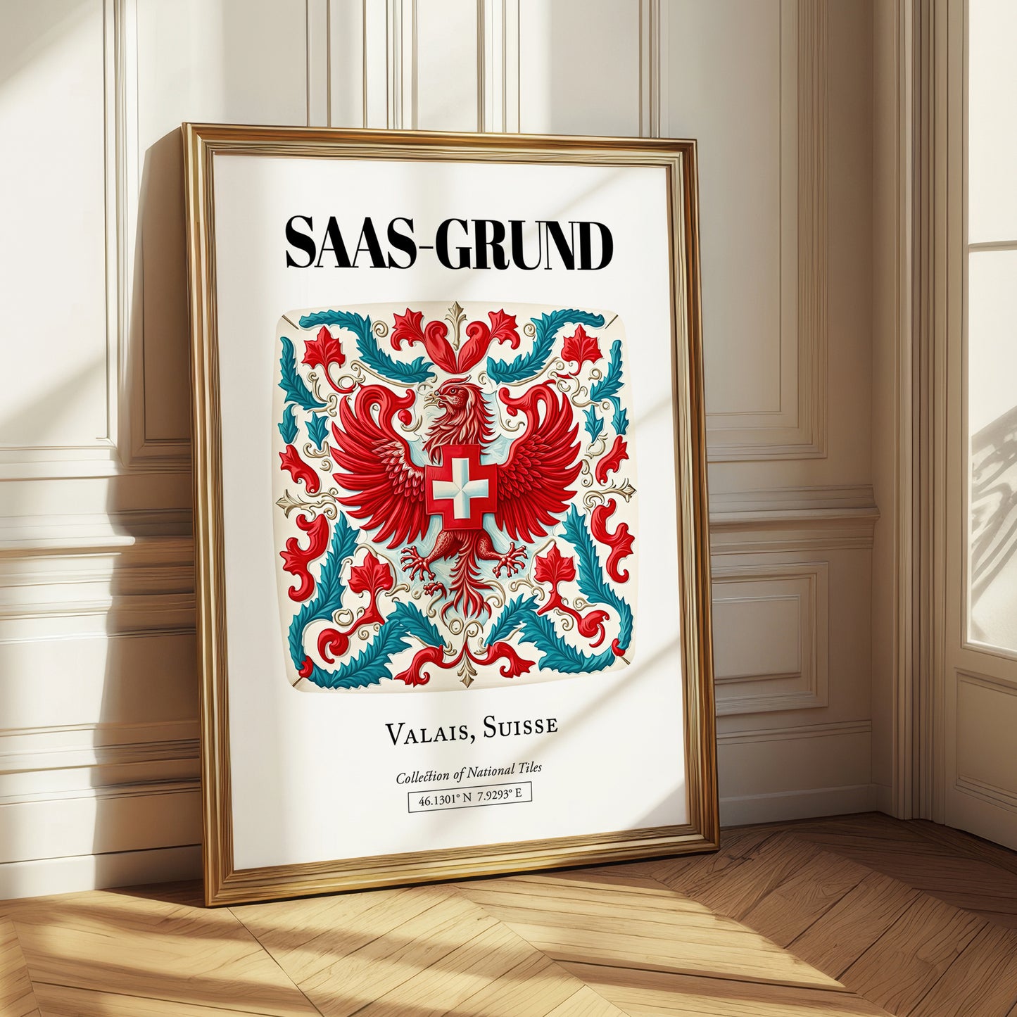 Saas-grund, Switzerland – Travel Poster, styled in a charming Paris street view