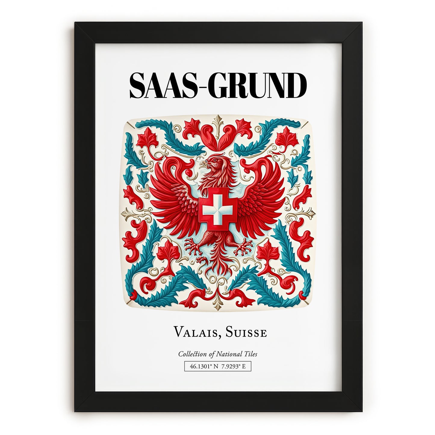 Saas-grund, Switzerland – Travel Poster, in sleek black frame