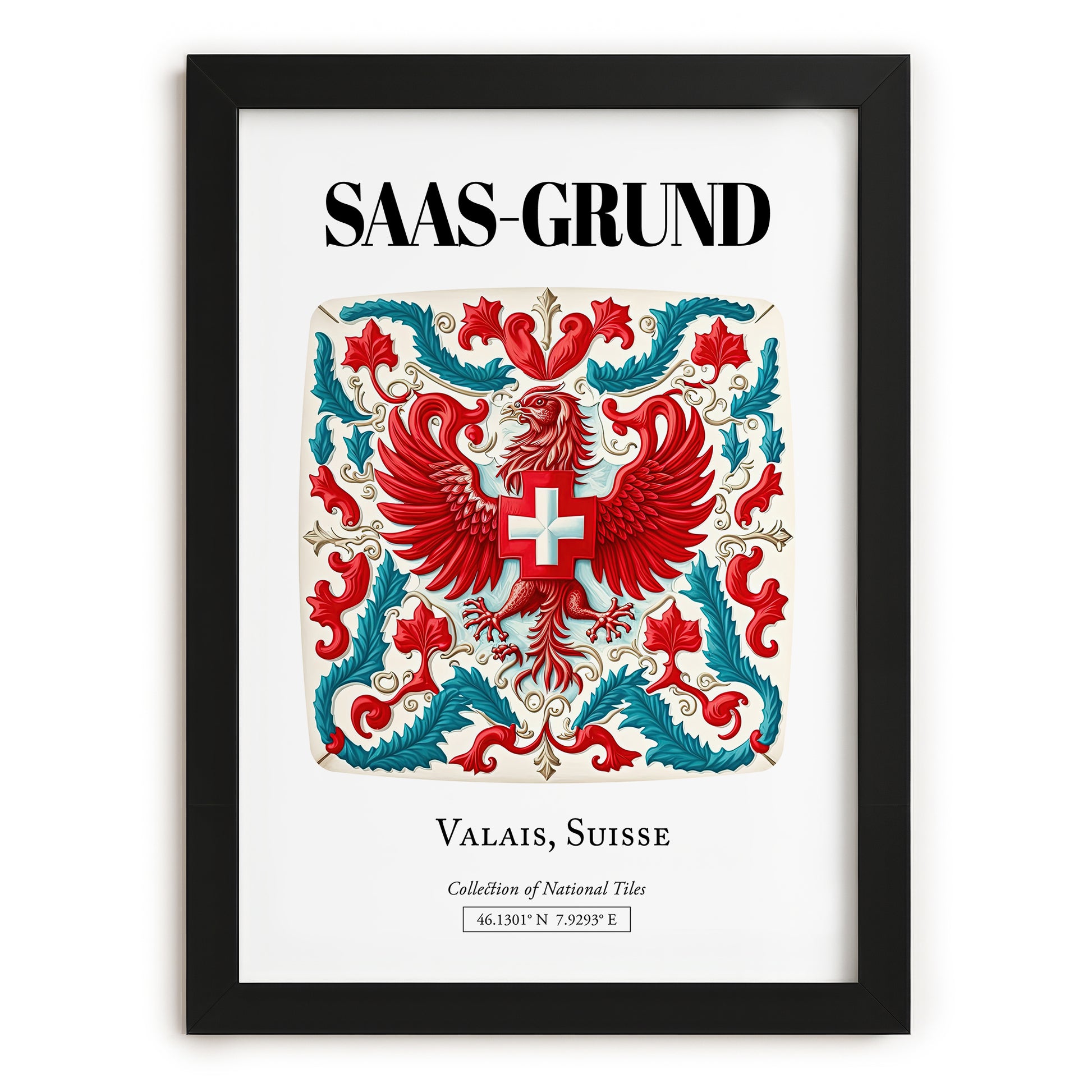 Saas-grund, Switzerland – Travel Poster, in sleek black frame