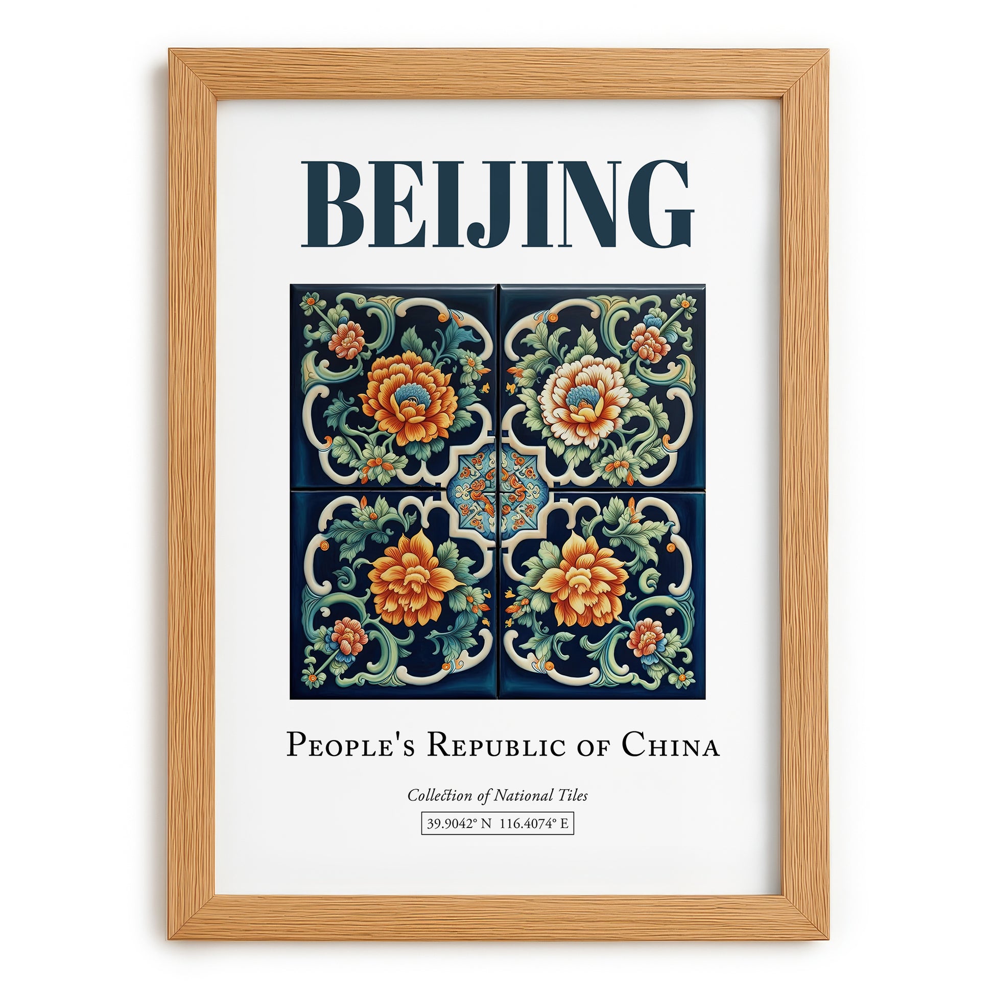 Beijing, China – Wanderlust-Inspired Poster, set in oak frame
