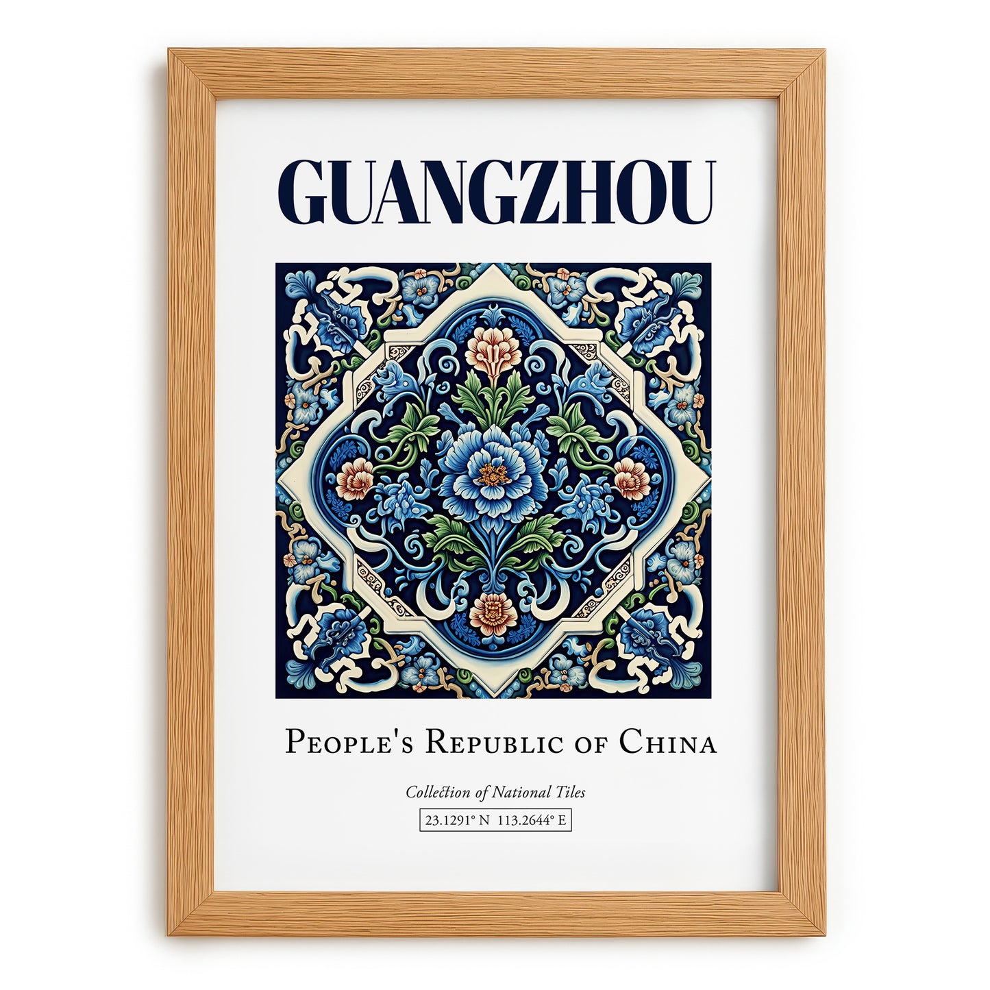 Guangzhou, China – Travel Poster, set in oak frame